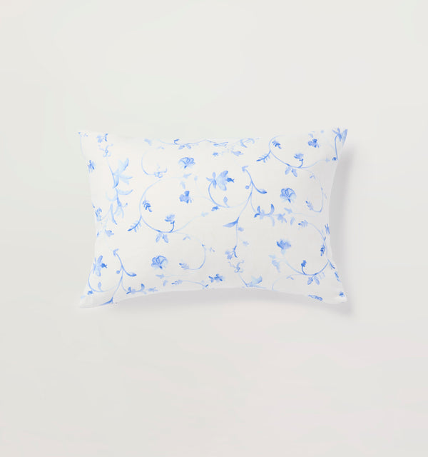 The Perry Lumbar Throw Pillow - Blue Botanical