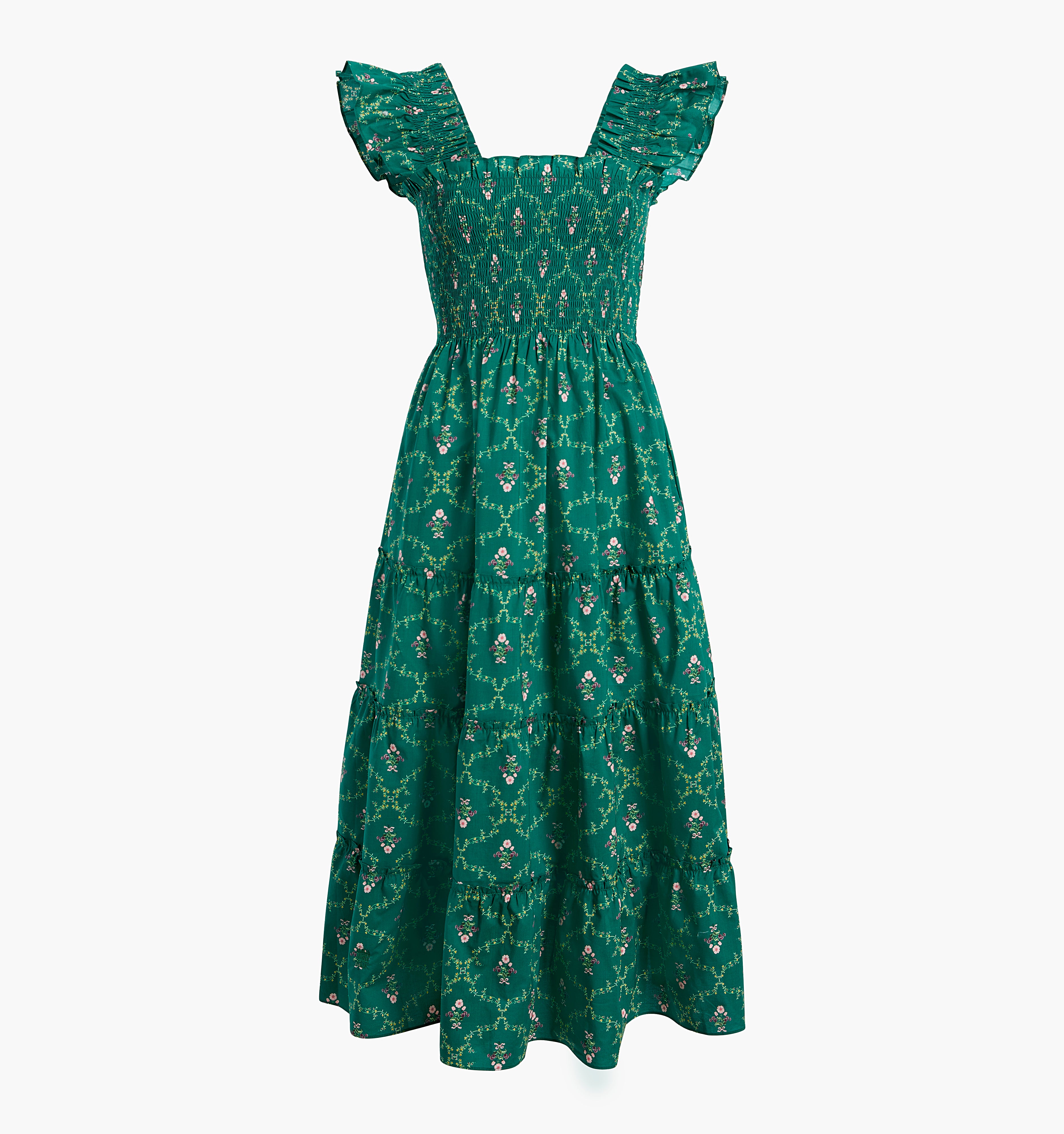 The Ellie Nap Dress - Emerald Trellis