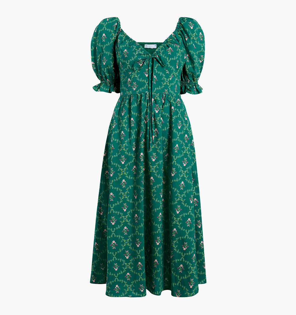 The Ophelia Dress - Emerald Trellis Hill House Home The Ophelia Dress - Emerald Trellis Hill House Home