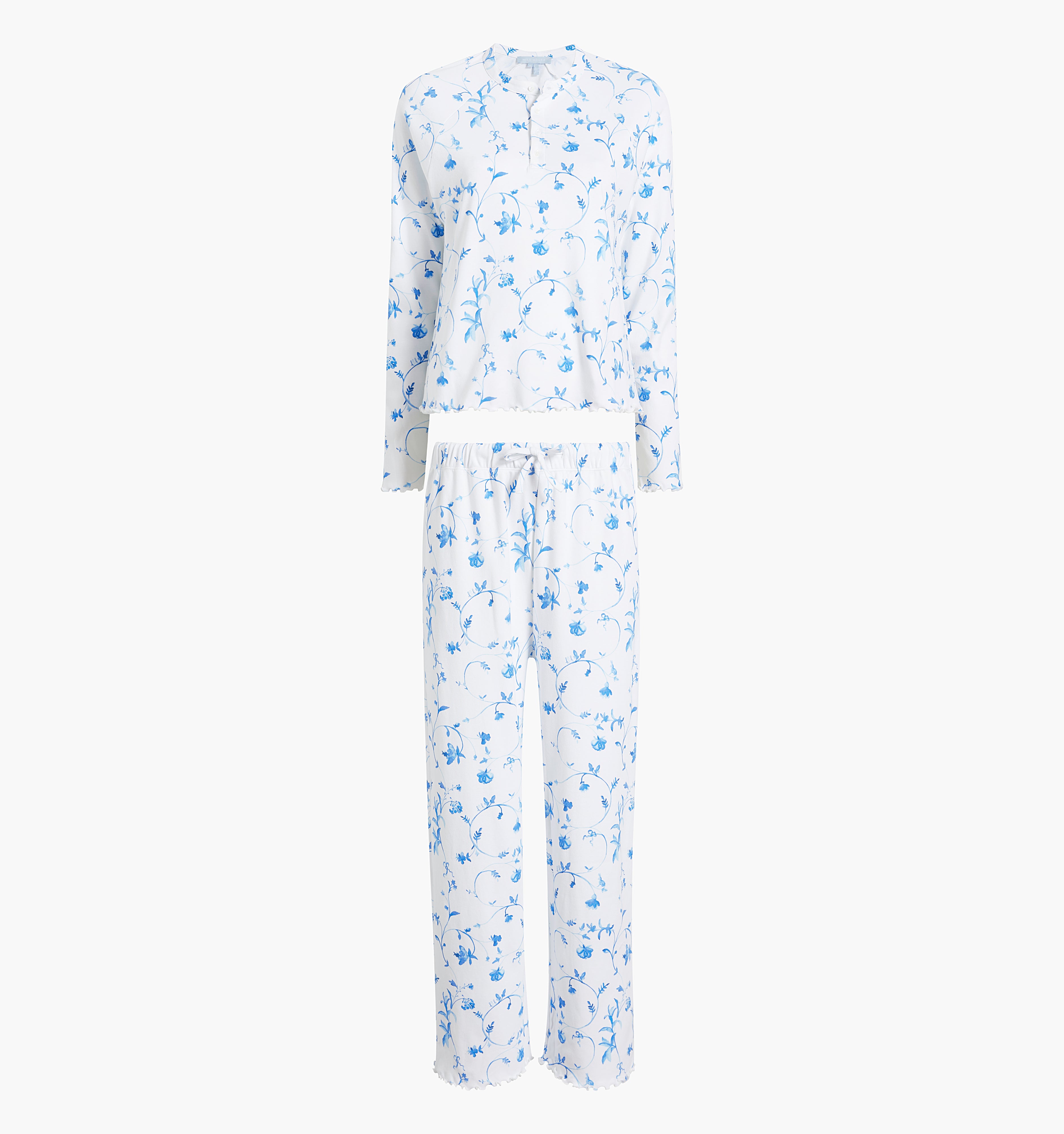 The Olivia Pajama Set in Blue Botanical color: Blue Botanical