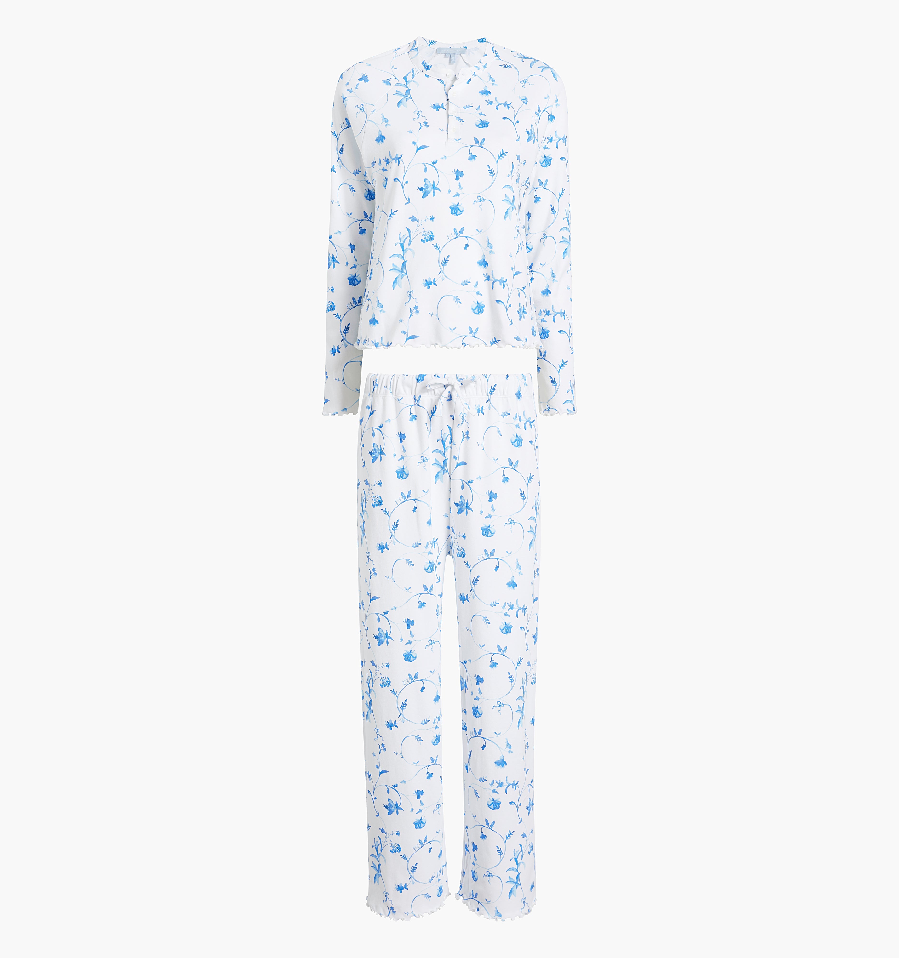 The Maternity Olivia Pajama Set - Blue Botanical