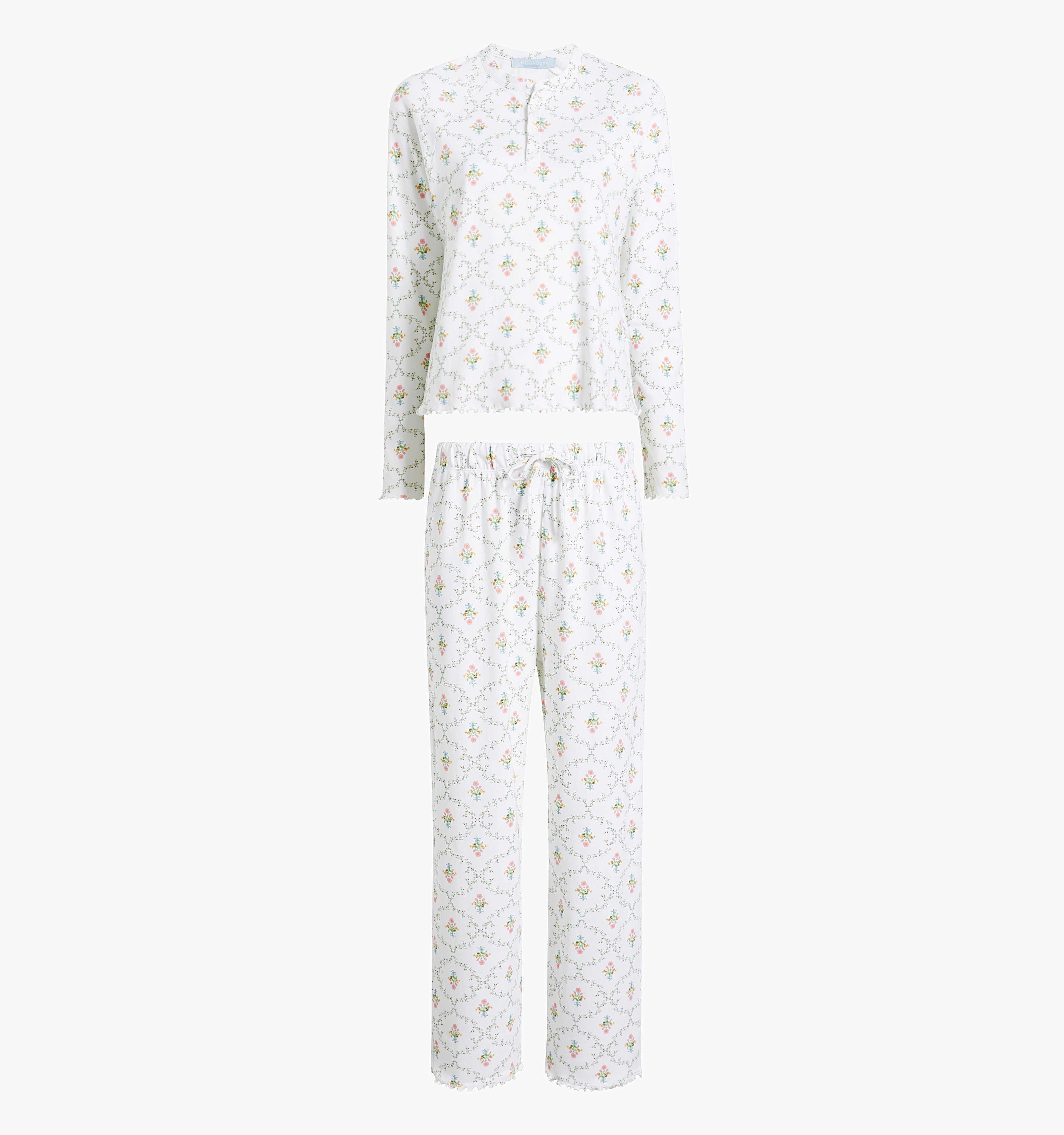 The Olivia Pajama Set in Pastel Trellis color: Pastel Trellis