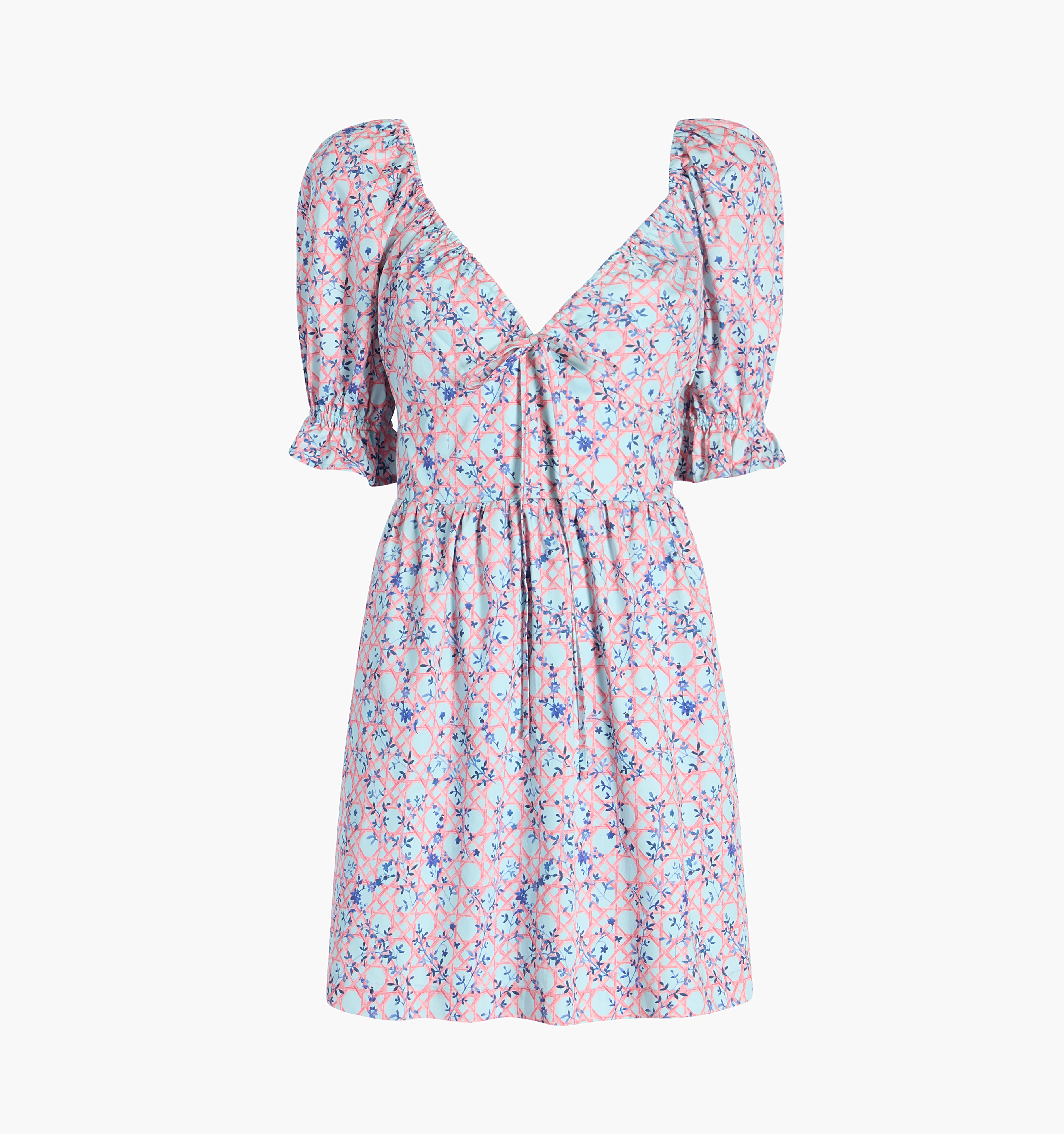 The Ophelia Mini Dress - Pink Basketweave Vine