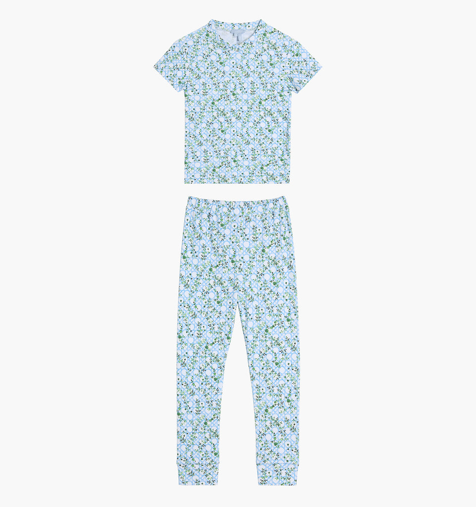 The Tiny PJ Set - Blue Basketweave Vine – Hill House Home