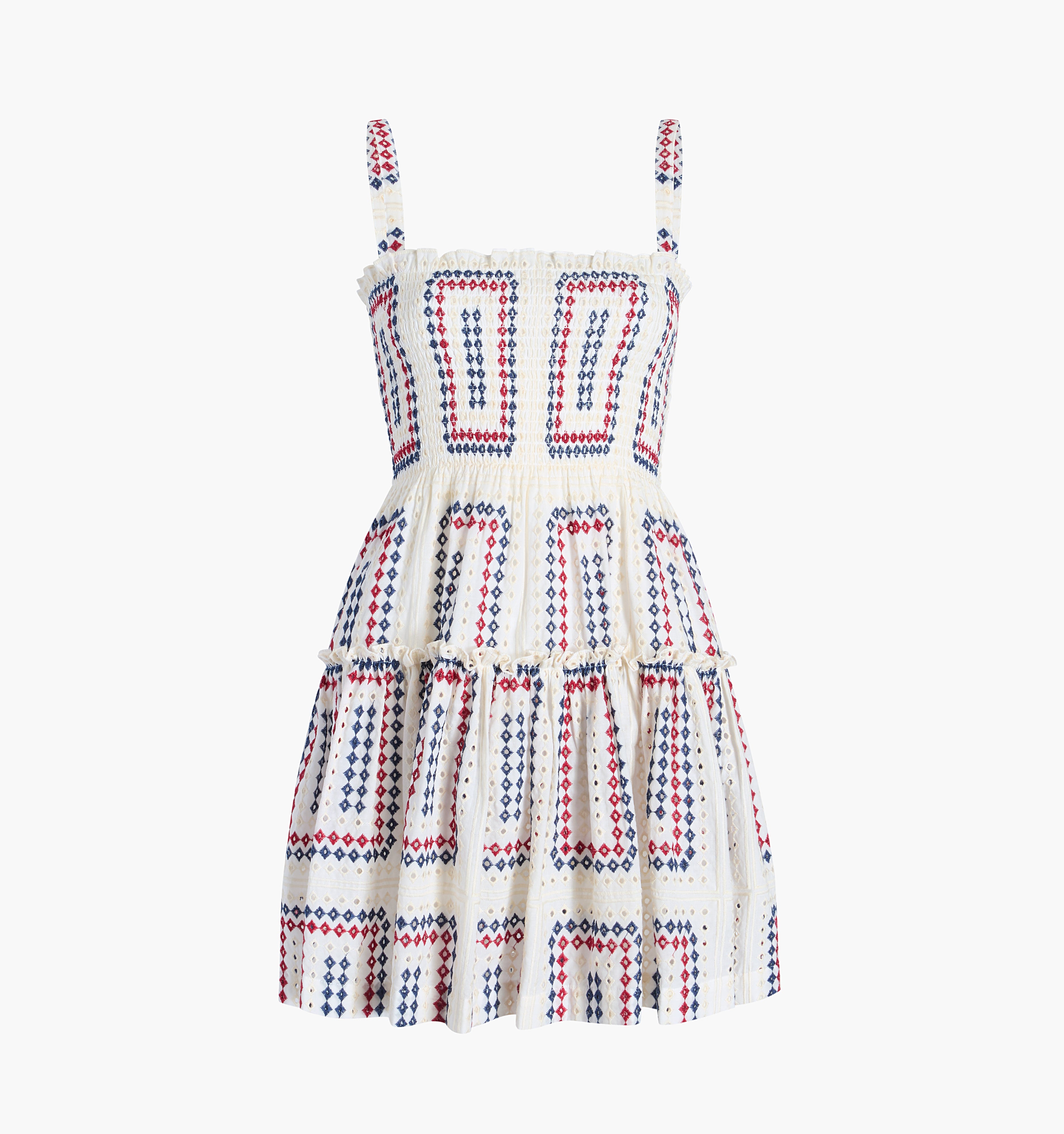 The Seraphina Mini Nap Dress - Geo Eyelet