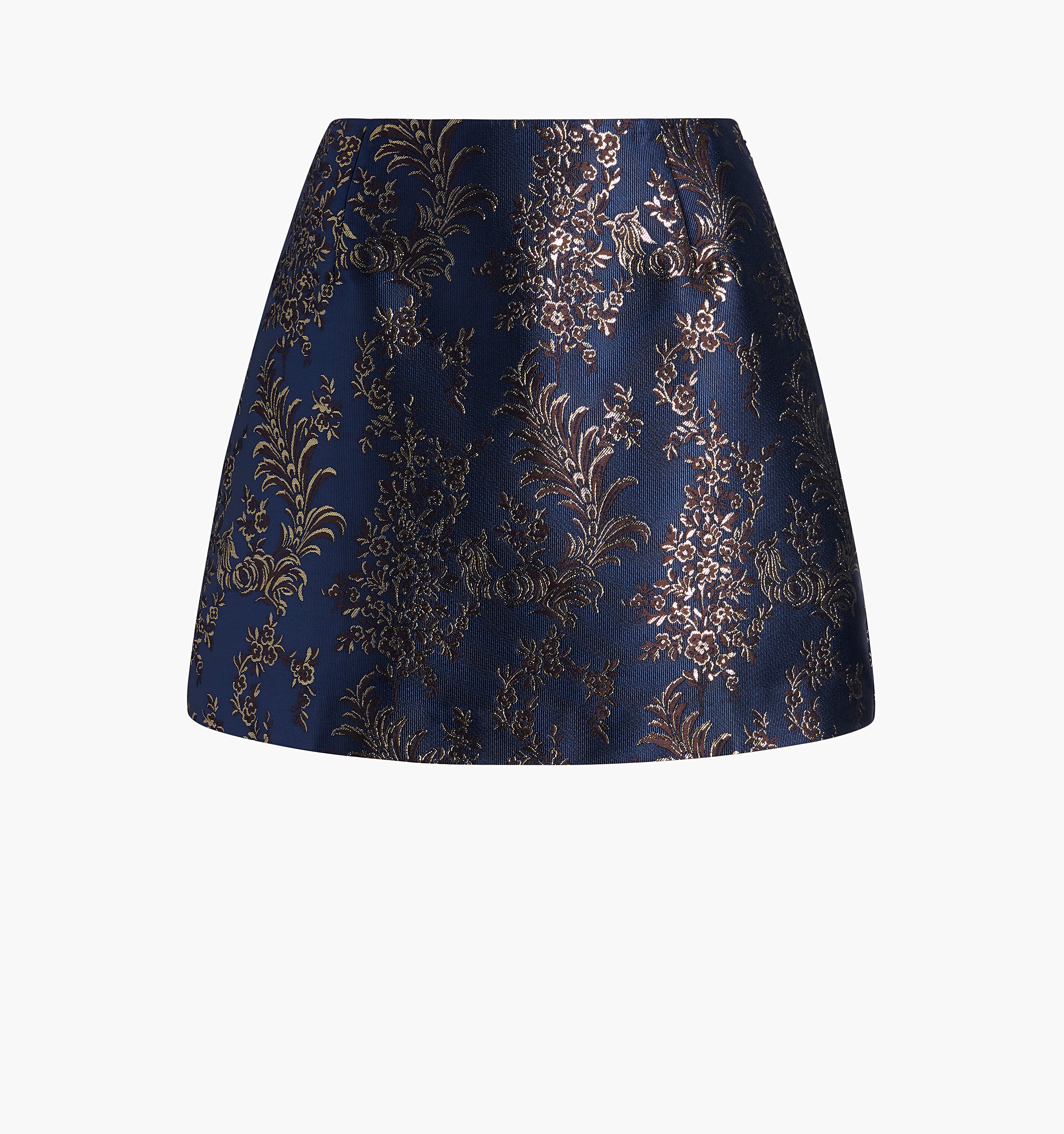 The Hallie Skirt - Navy Bird Brocade