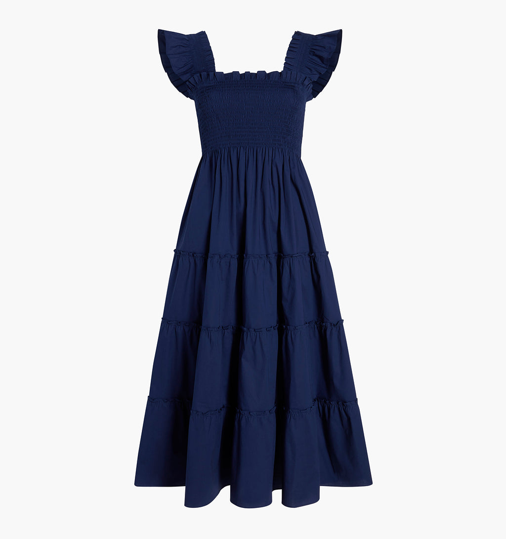 The Maternity Ellie Nap Dress Navy Cotton | S