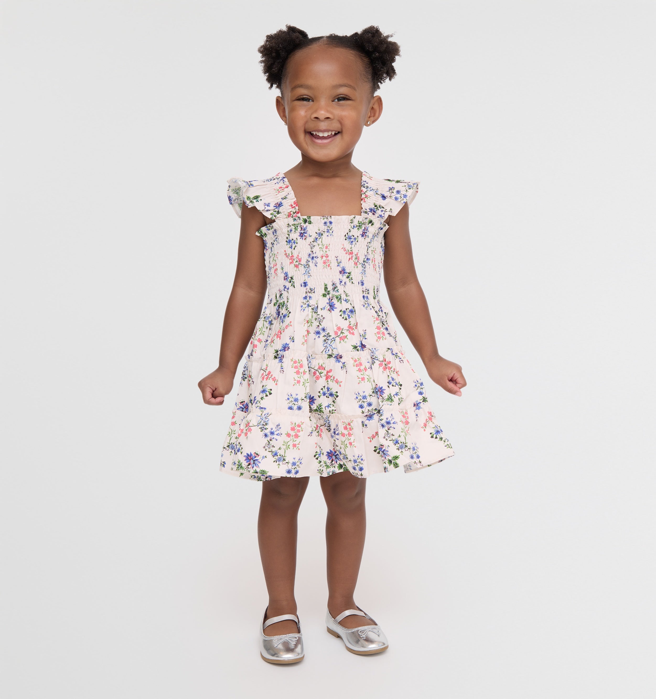 The Baby Ellie Nap Dress - Pink Scallop Bow Chintz