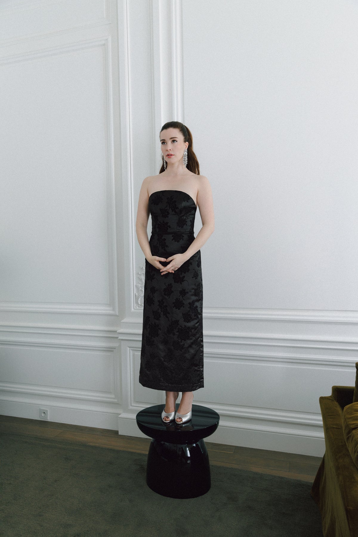 The Alberta Dress - Midnight Flocked Brocade