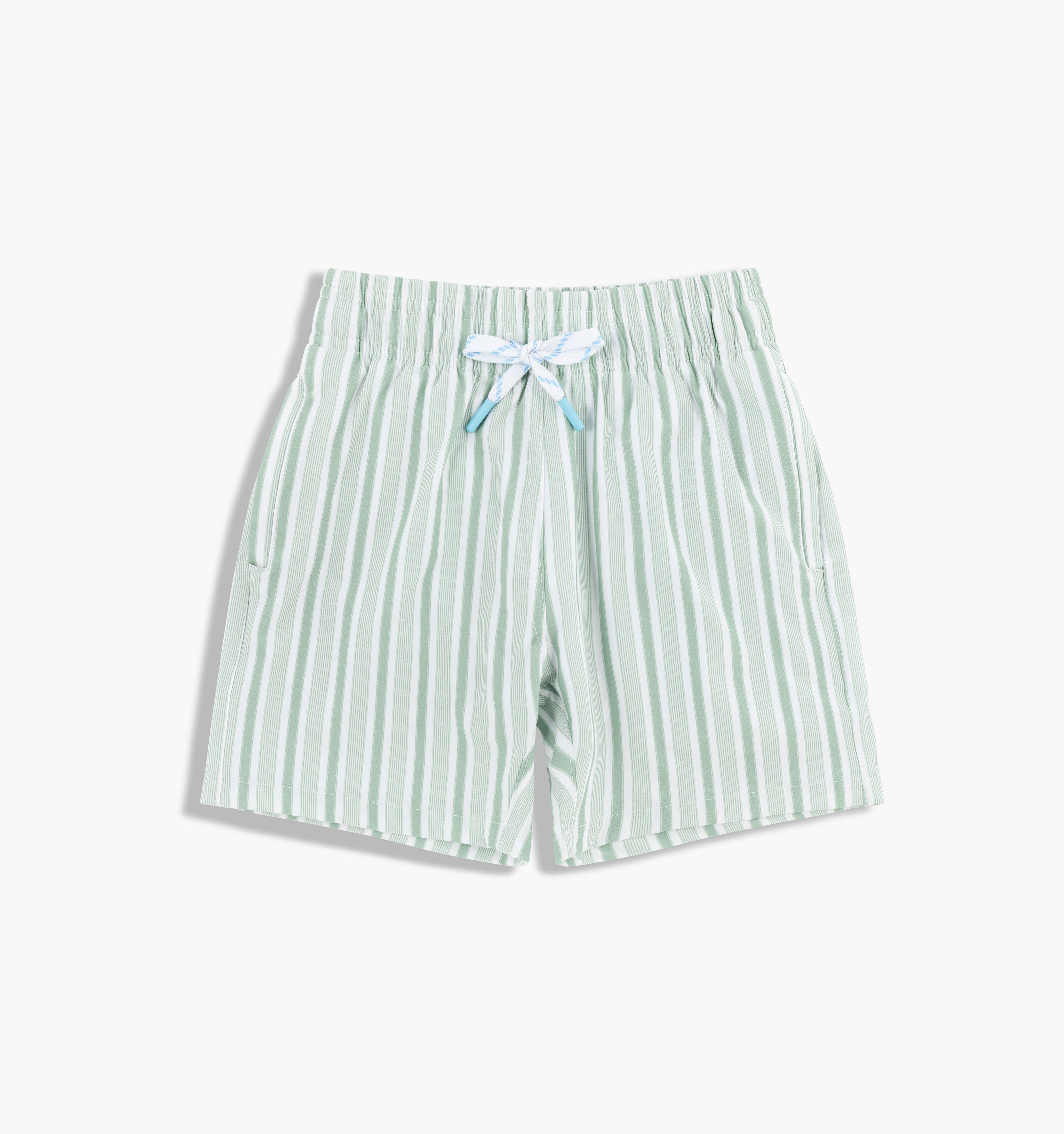 The Tiny Julien Swim Trunk - Apple Green Stripe
