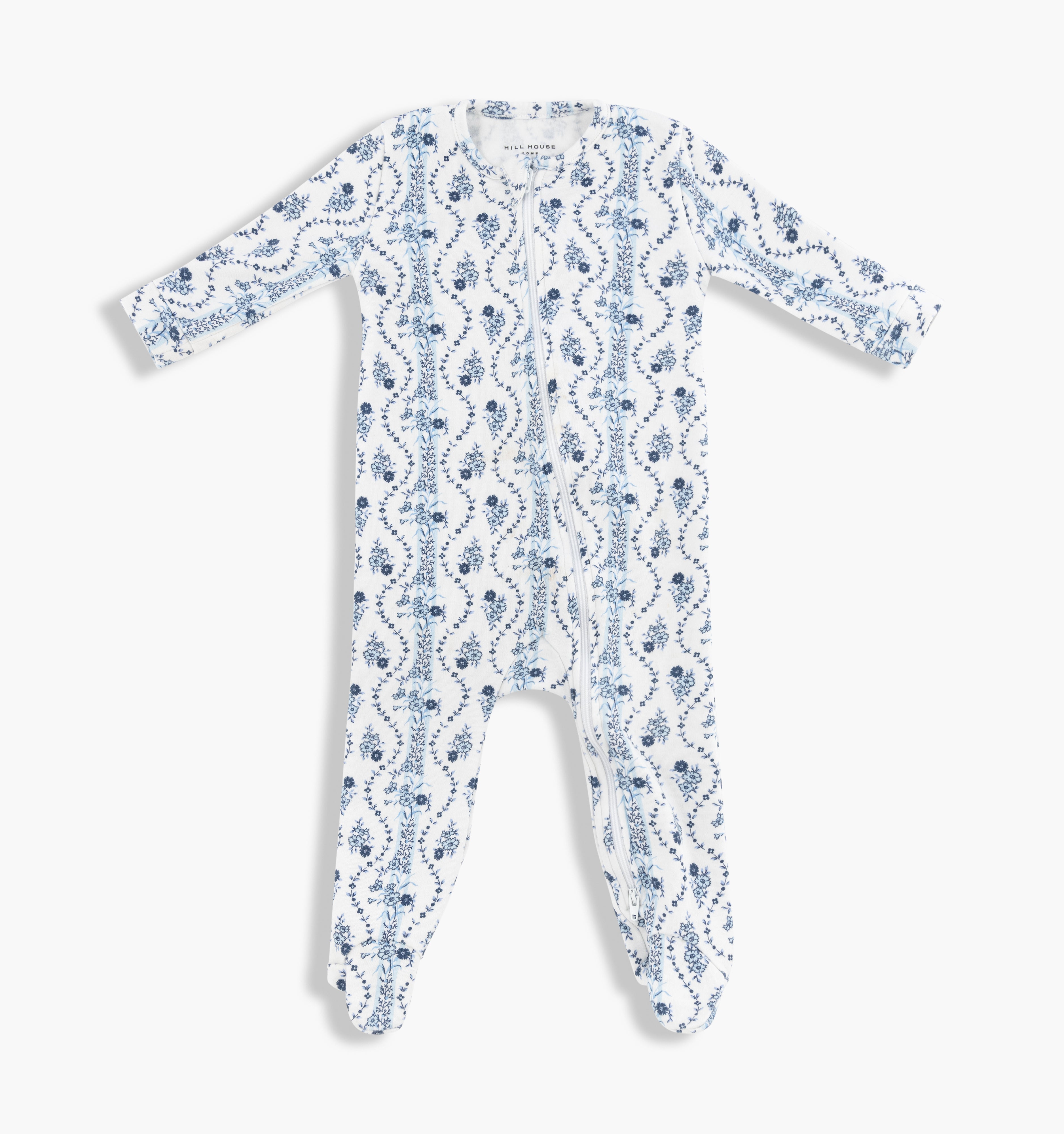 The Footie Pajama - Blue Vine Stripe
