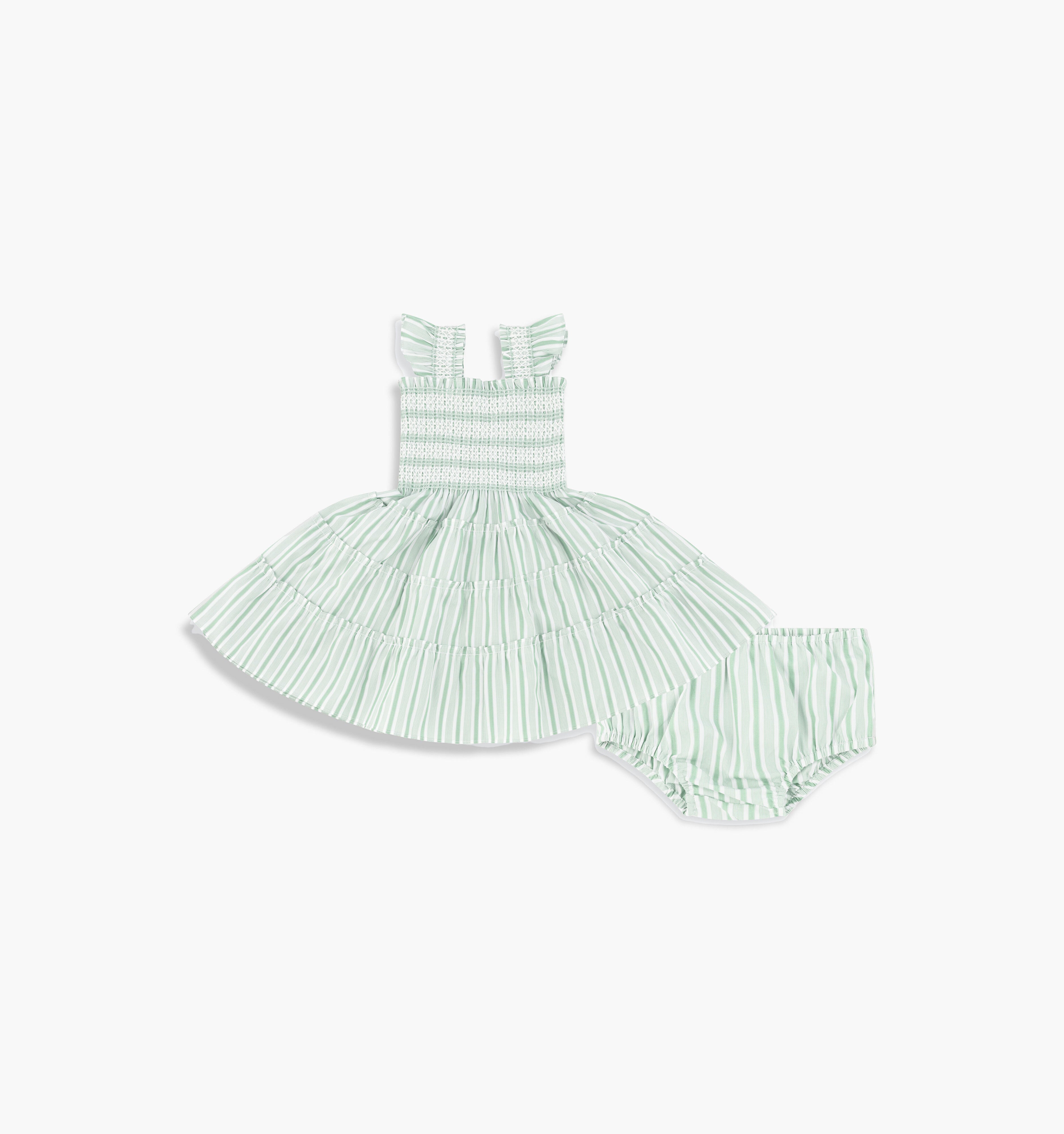The Baby Ellie Nap Dress - Apple Green Stripe