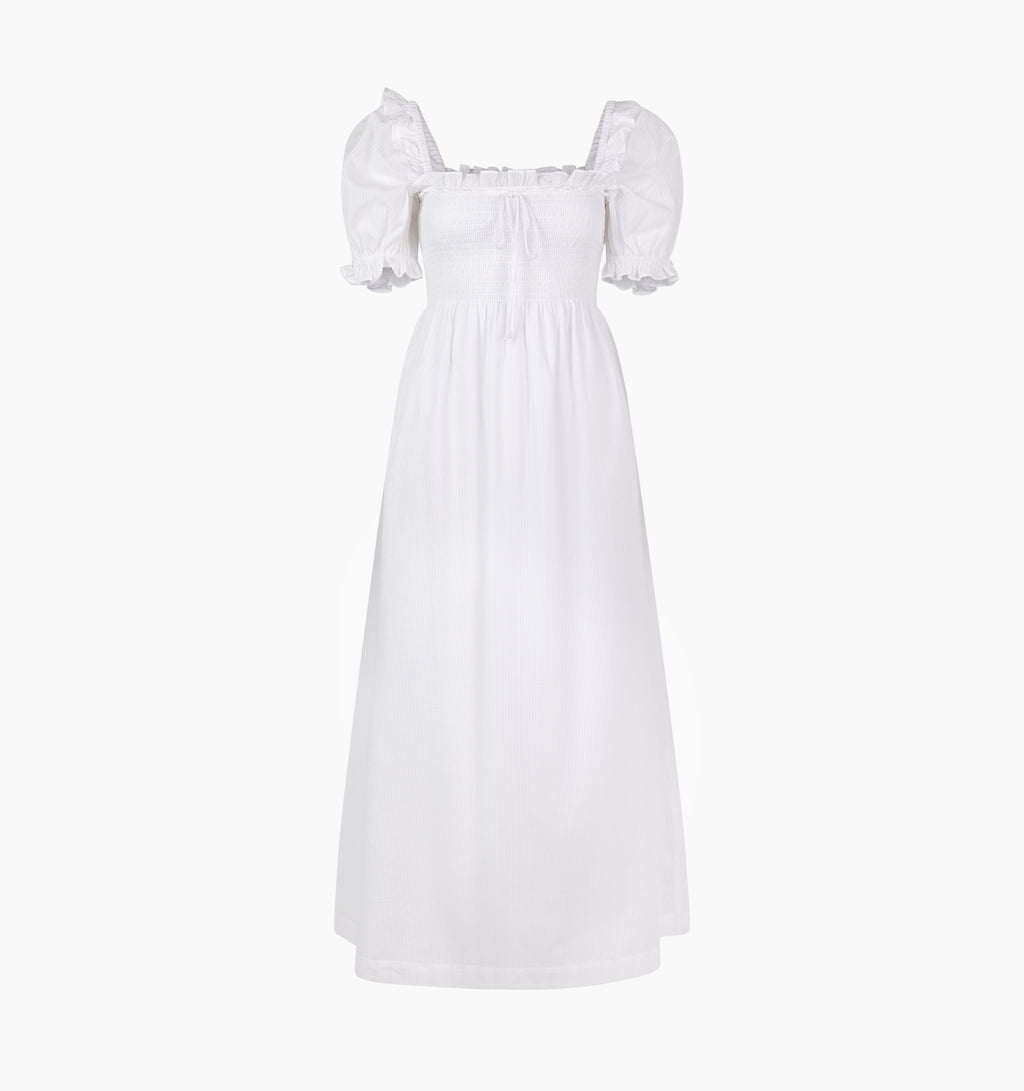 Hill House Home Women's The Scarlett Nap Dress - White Shadow Stripe