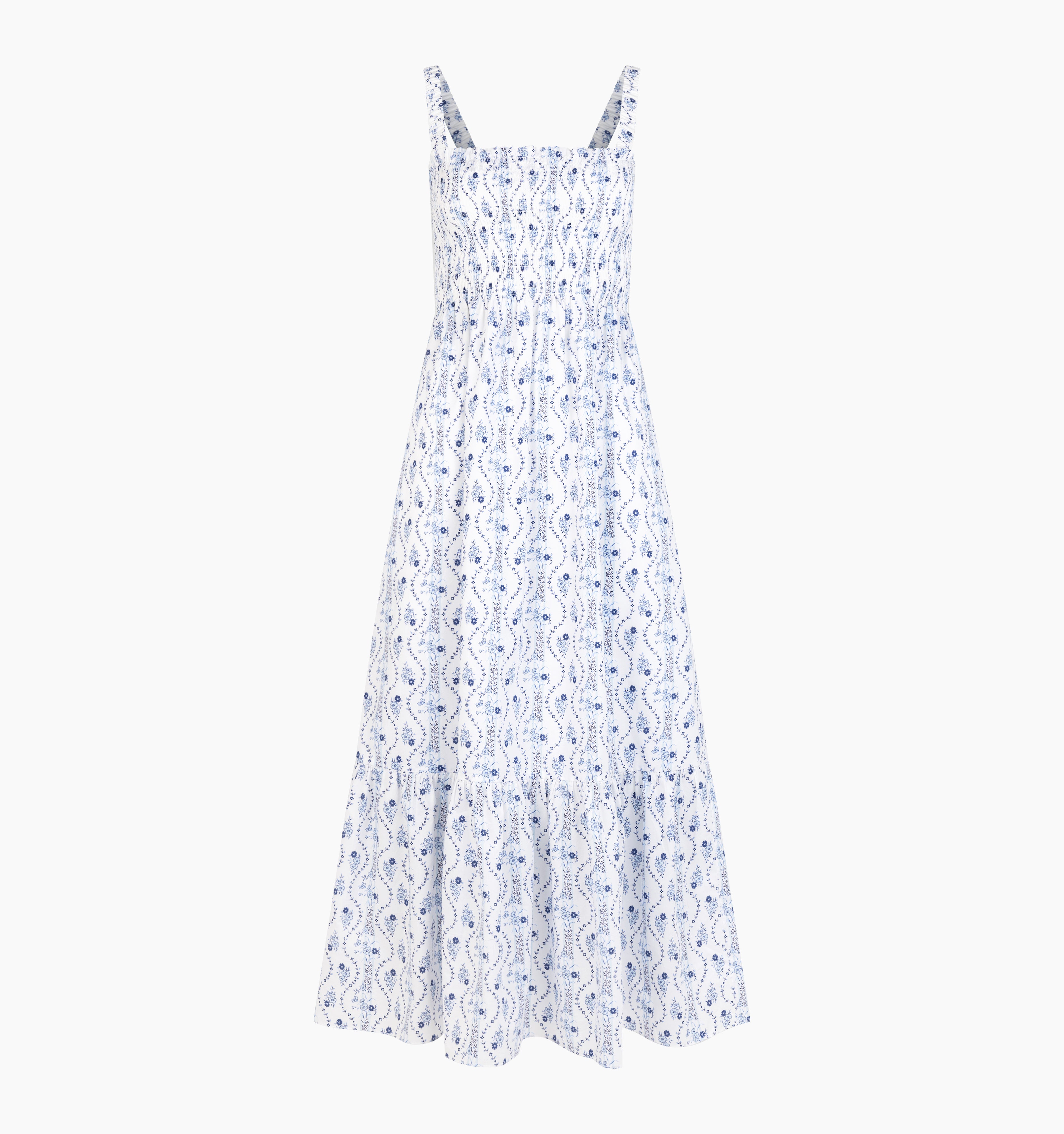 The Anjuli Nap Dress - Blue Vine Stripe
