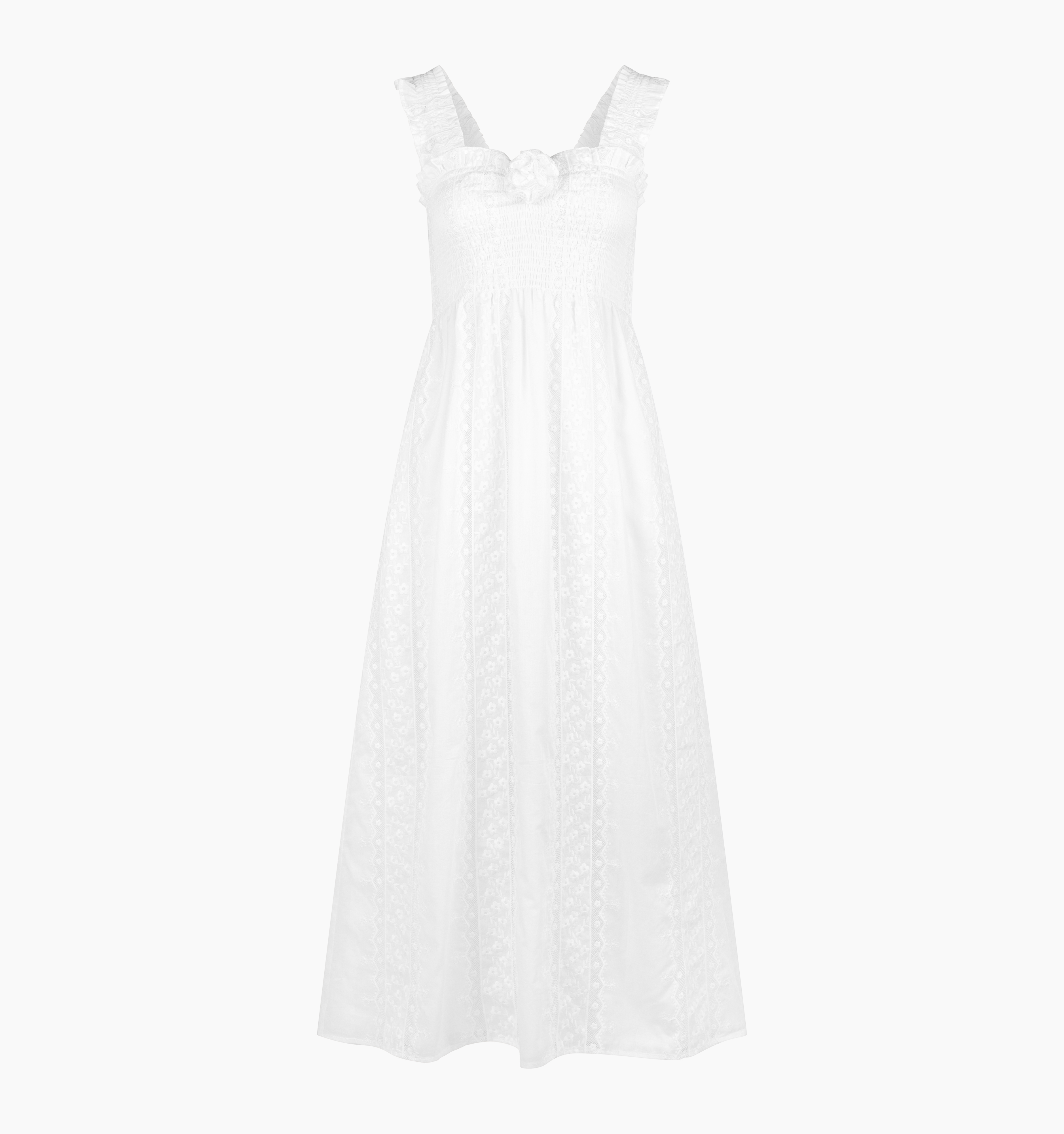 The Rosetta Nap Dress - White Broderie Voile