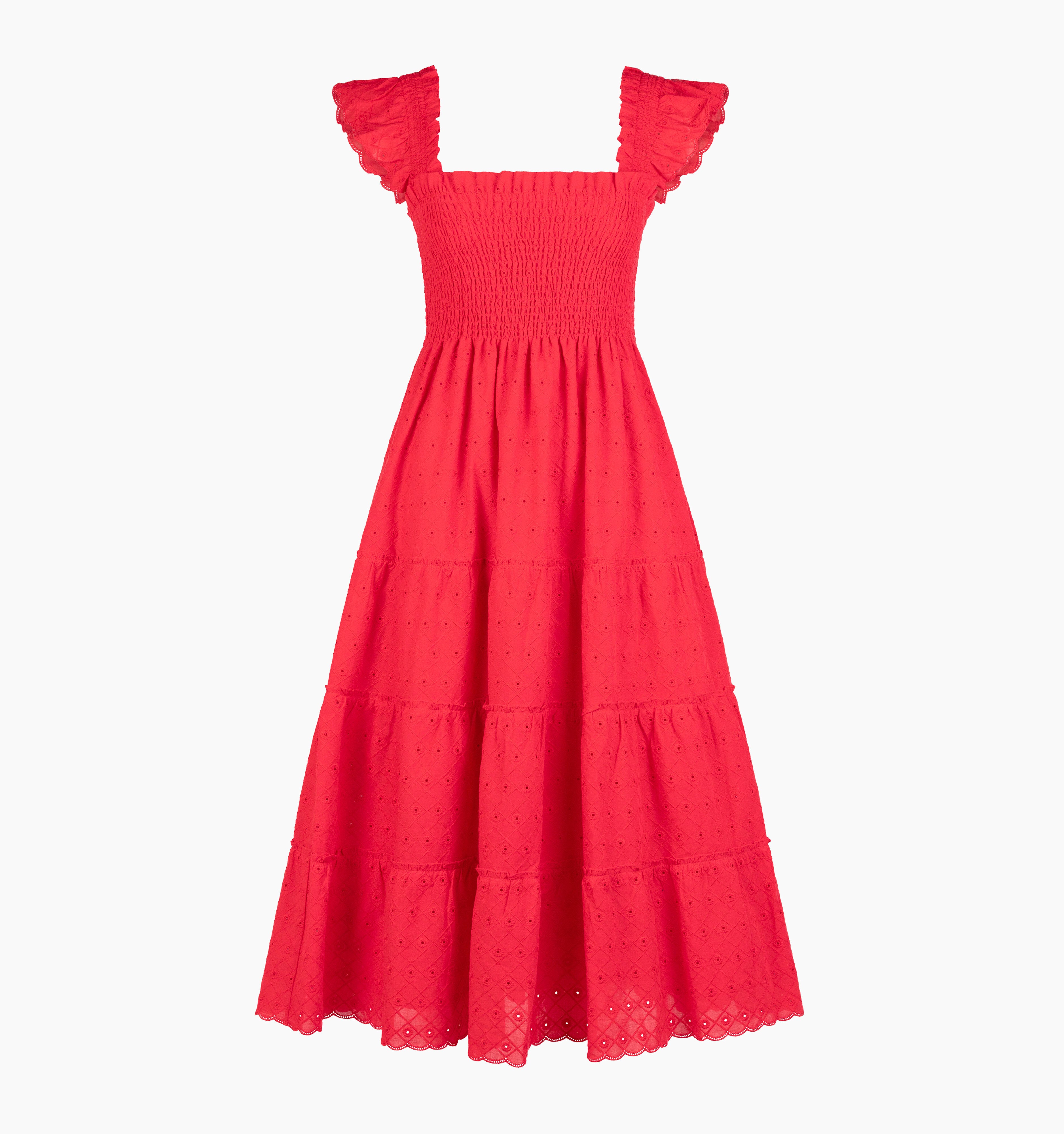 The Ellie Nap Dress - Red Daisy Check Eyelet