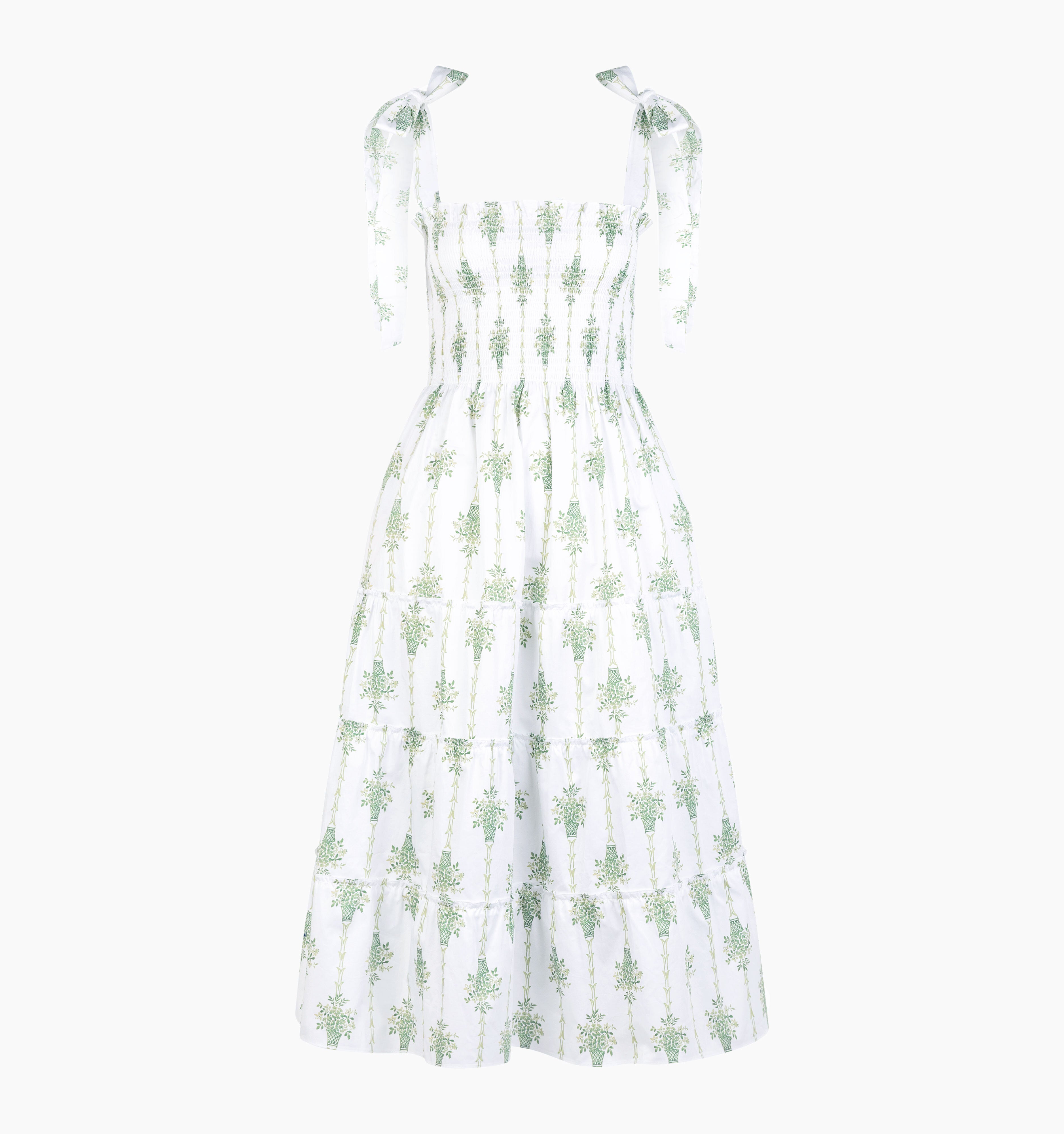 The Ribbon Ellie Nap Dress - Apple Green Basket Stripe