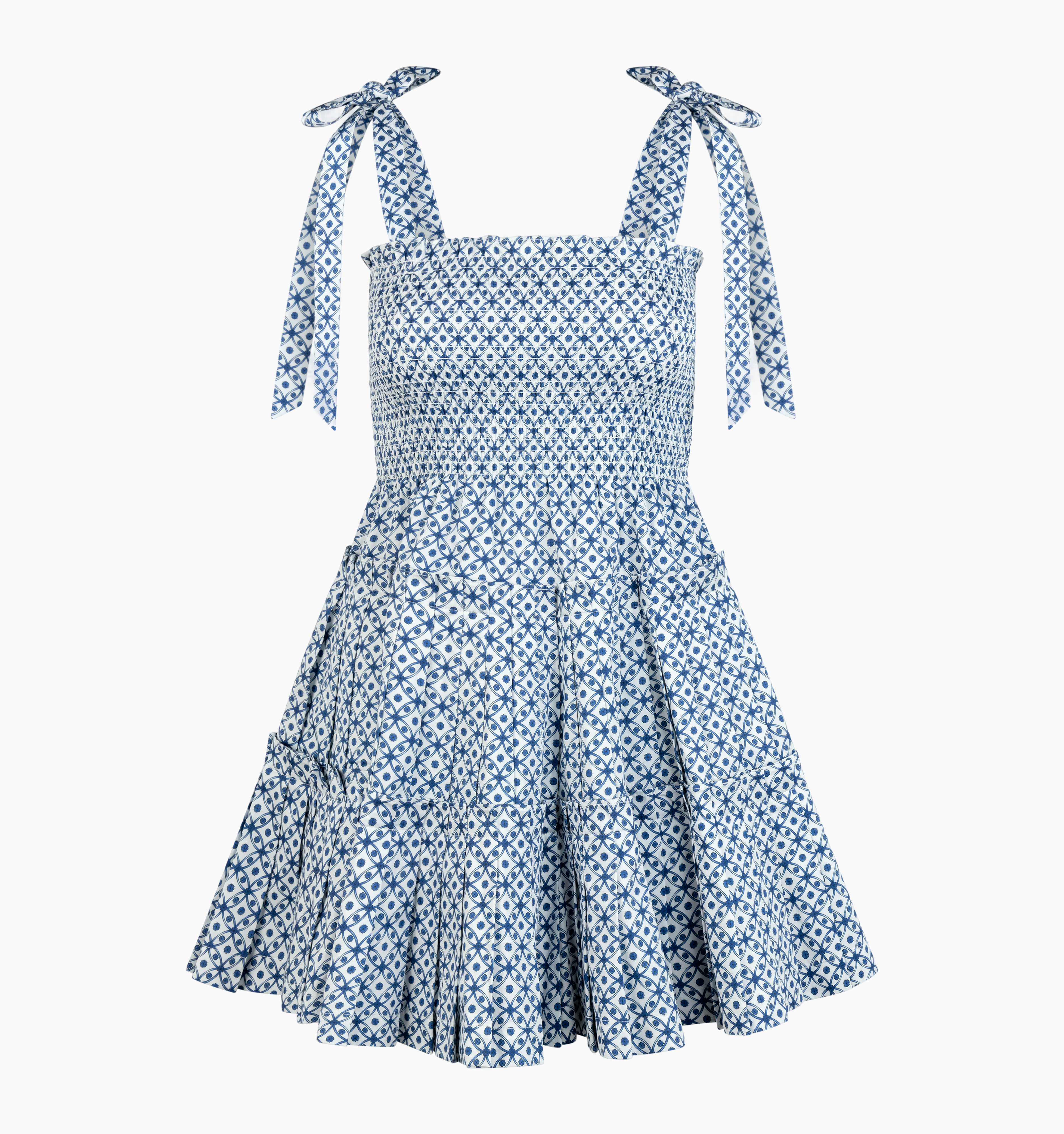 The Ribbon Charlotte Nap Dress - Navy Circular Lattice