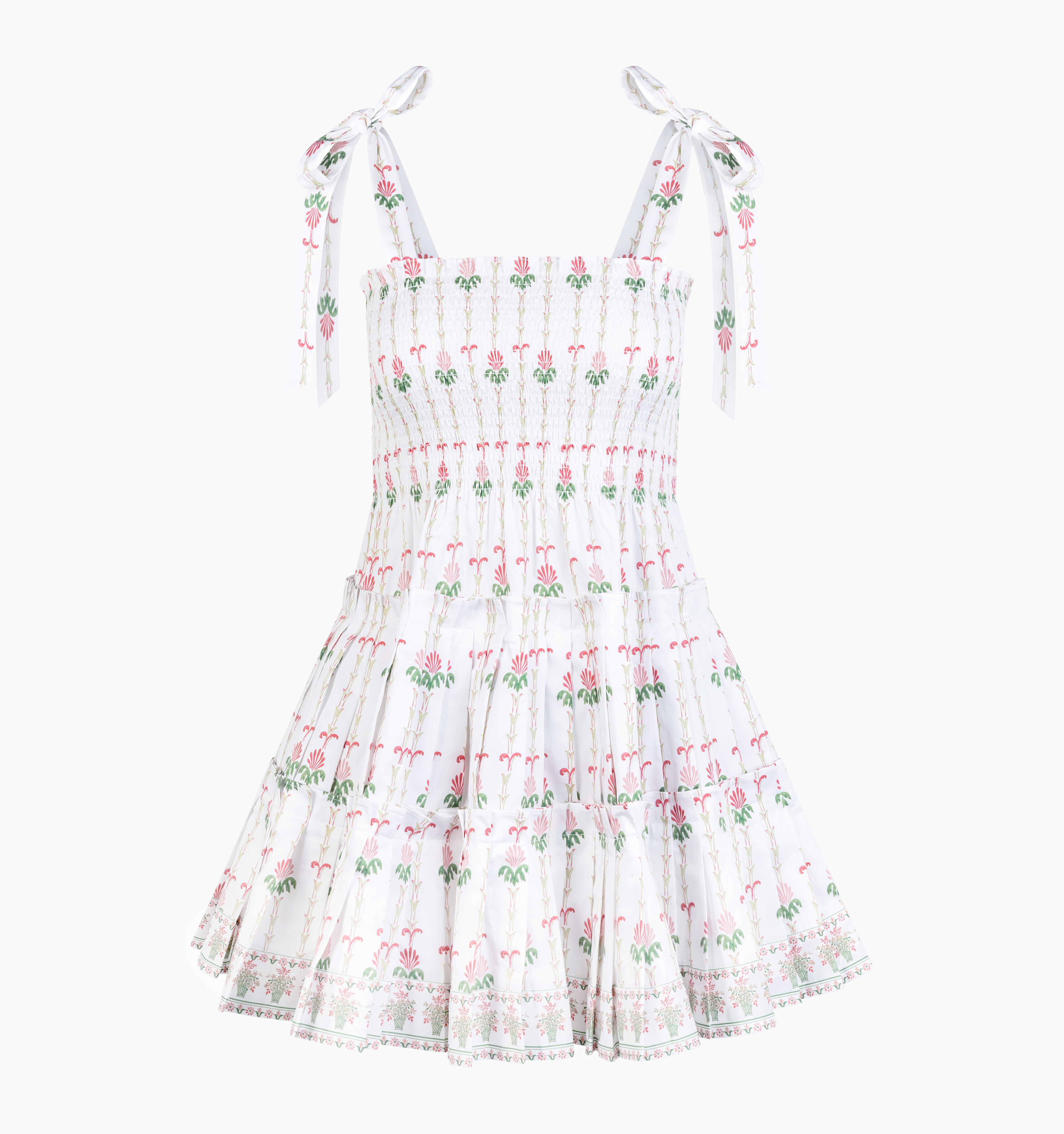 The Ribbon Charlotte Nap Dress - White Trailing Fern