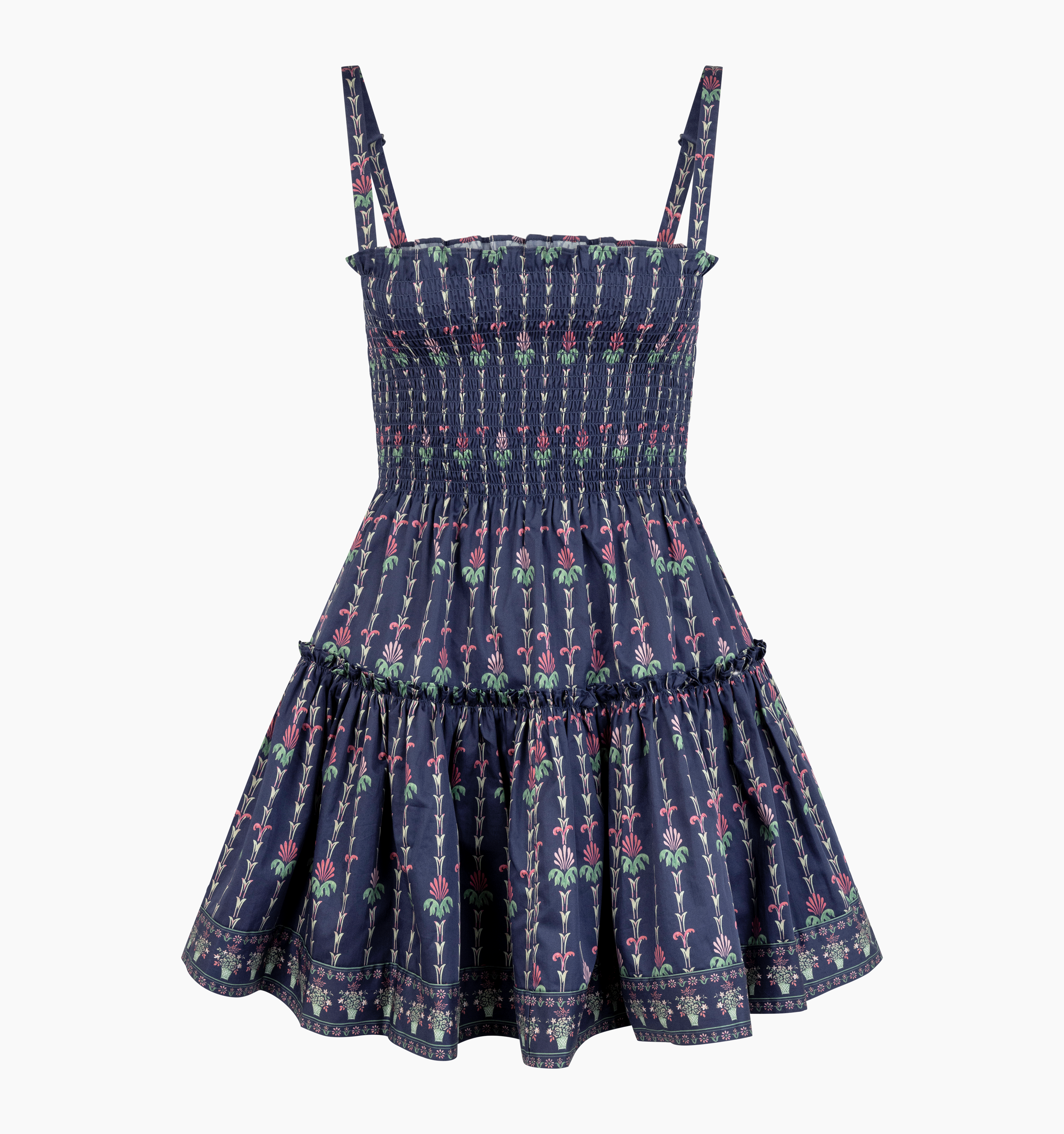 The Seraphina Mini Nap Dress - Navy Trailing Fern