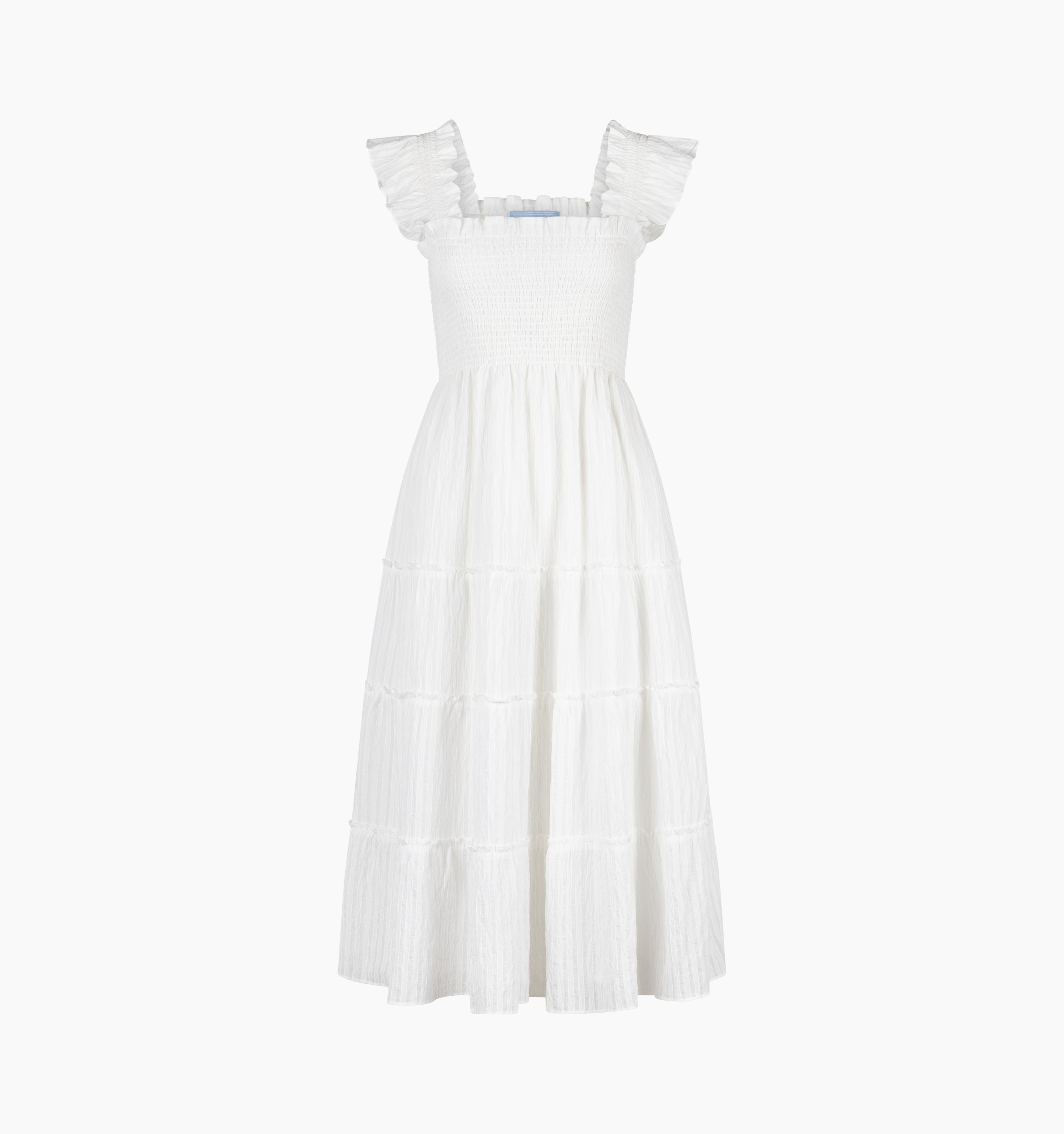 The Ellie Nap Dress - White Tonal Seersucker