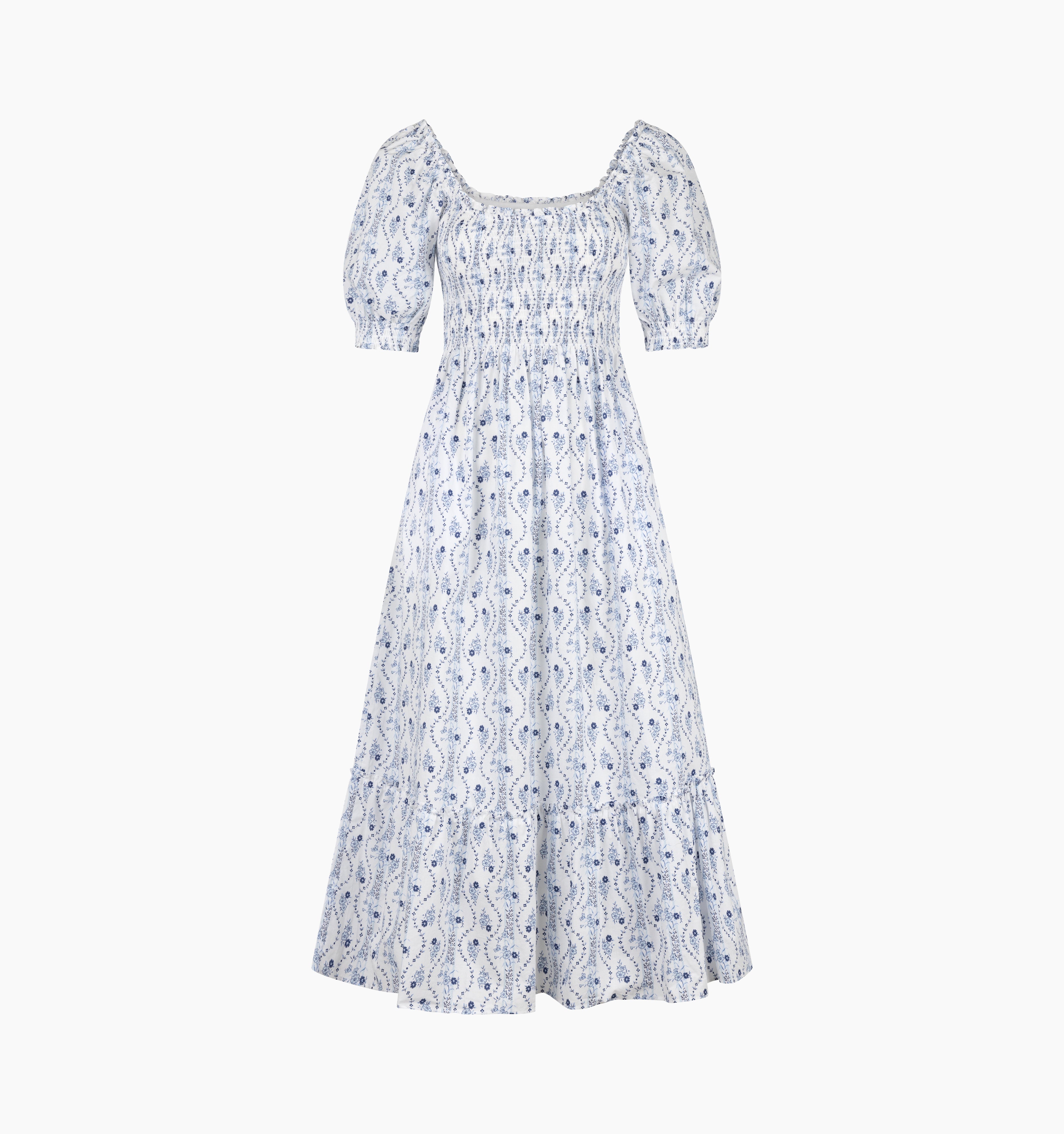 The Louisa Nap Dress - Blue Vine Stripe