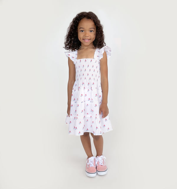 Navy wears a 5-6Y in the Love Boats Cotton color: Love Boats Cotton