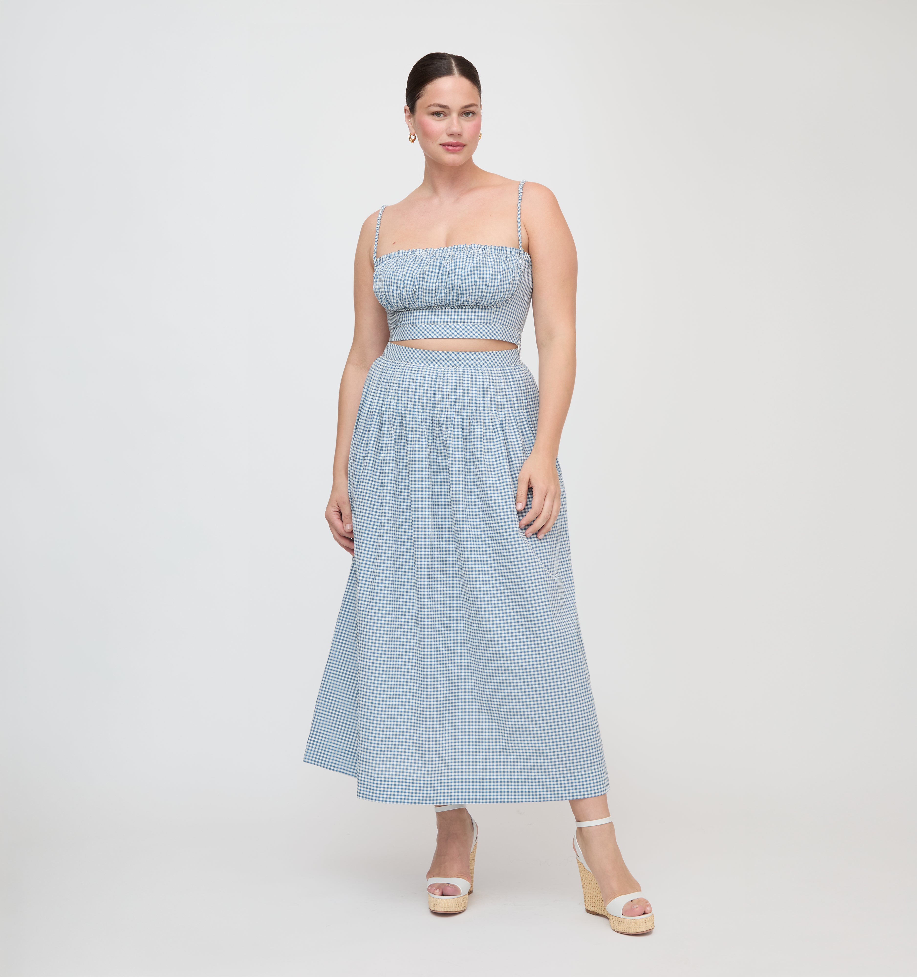 The Ame Skirt - Lagoon Gingham – Hill House Home
