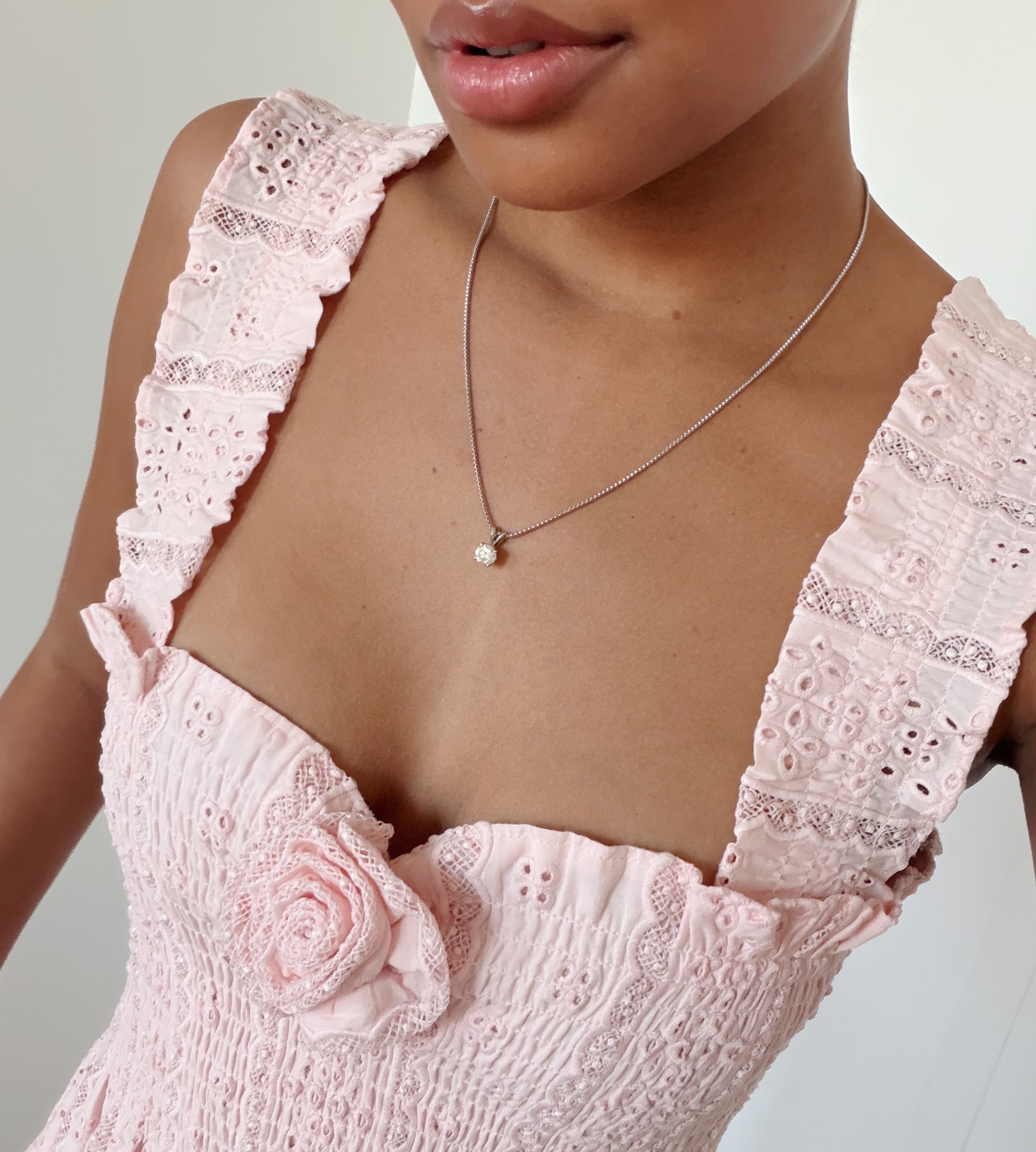 The Rosetta Nap Dress - Pink Broderie Voile