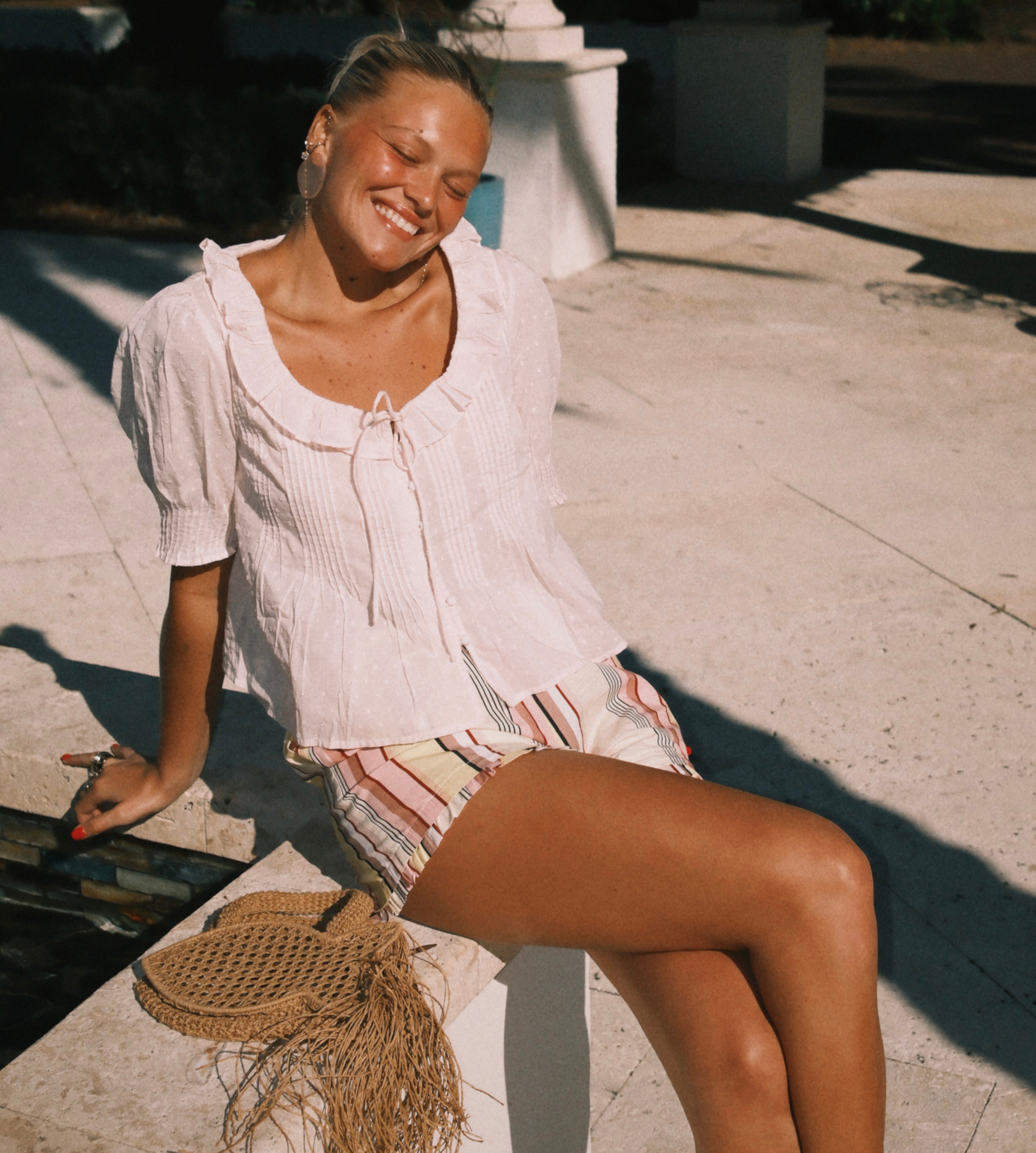 The Camri Top - Powder Pink Swiss Dot