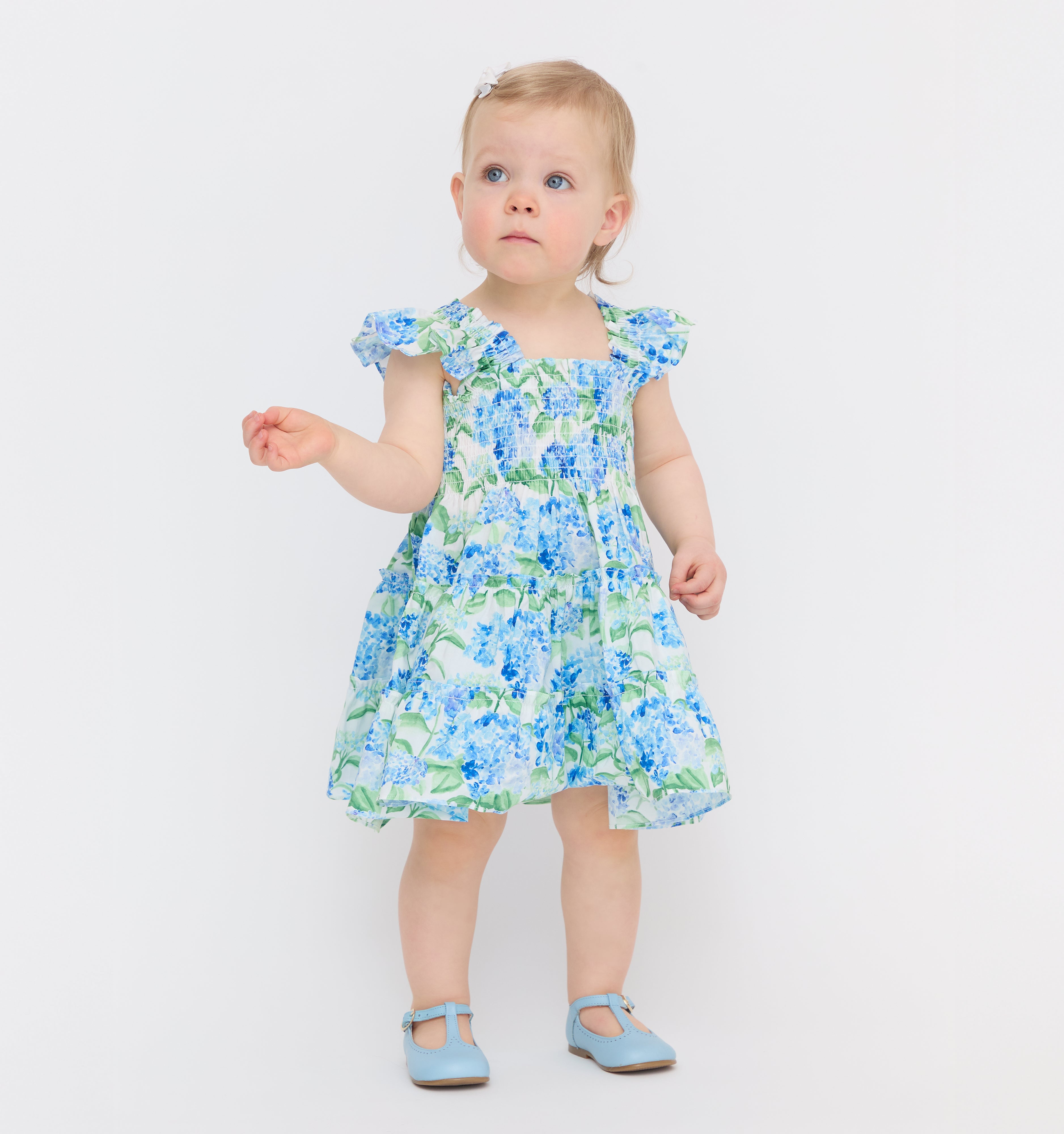 The Hill House x La Coqueta Baby Ellie Nap Dress - Blue Watercolor Hydrangea