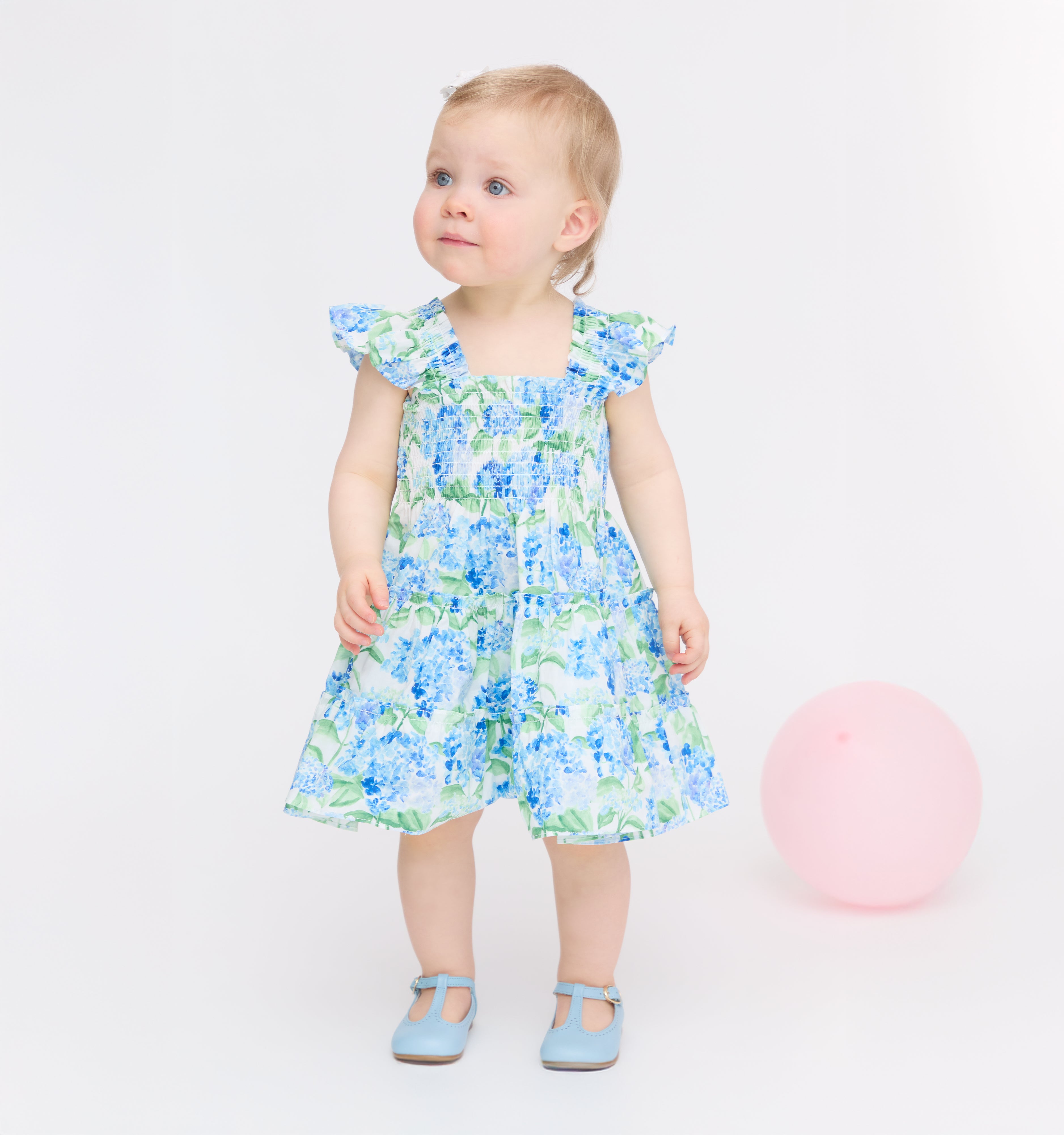 The Hill House x La Coqueta Baby Ellie Nap Dress - Blue Watercolor Hydrangea