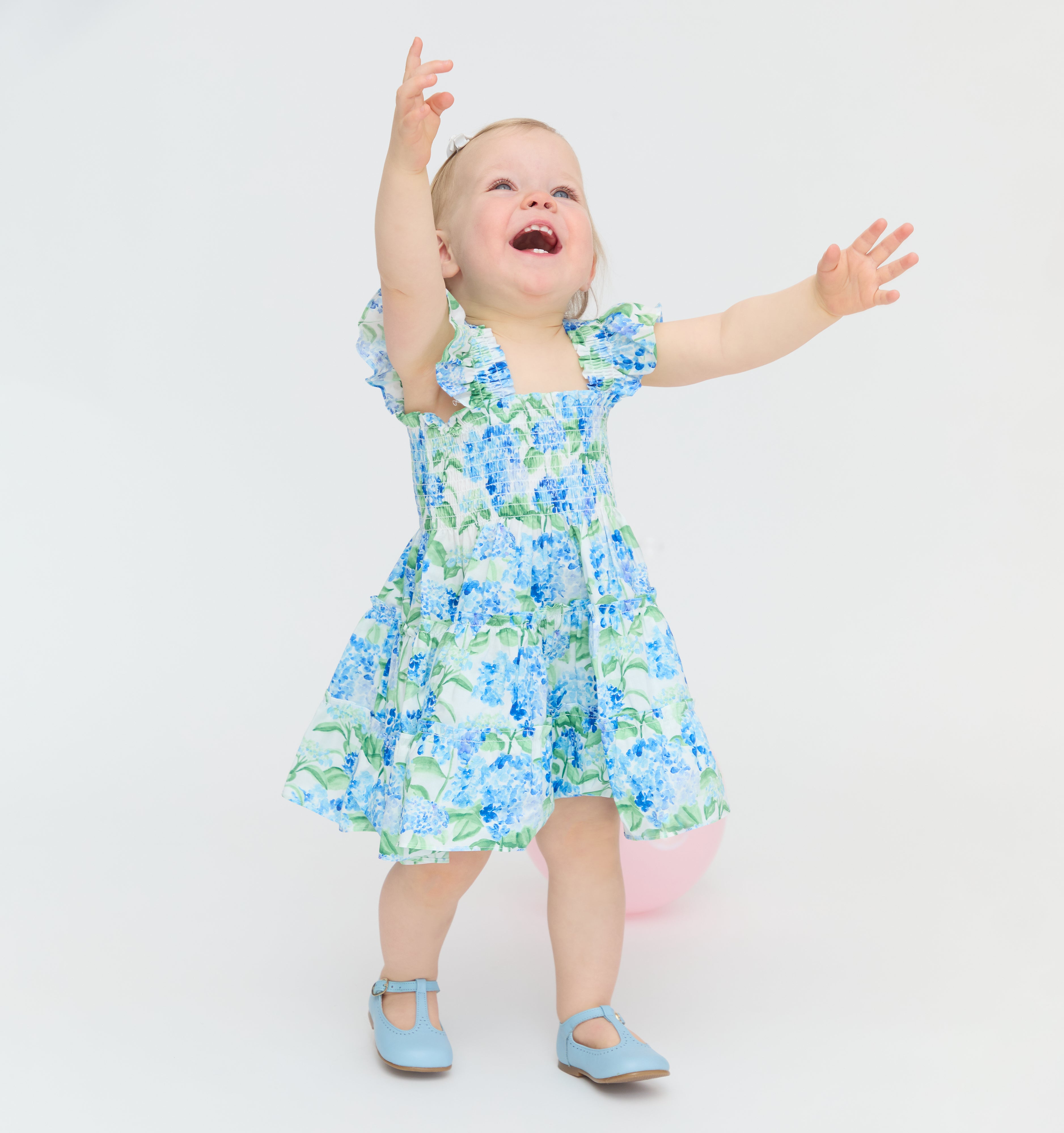 The Hill House x La Coqueta Baby Ellie Nap Dress - Blue Watercolor Hydrangea