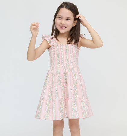 Hill House Daphne Dress in Red Shell Vine Stripe Cotton