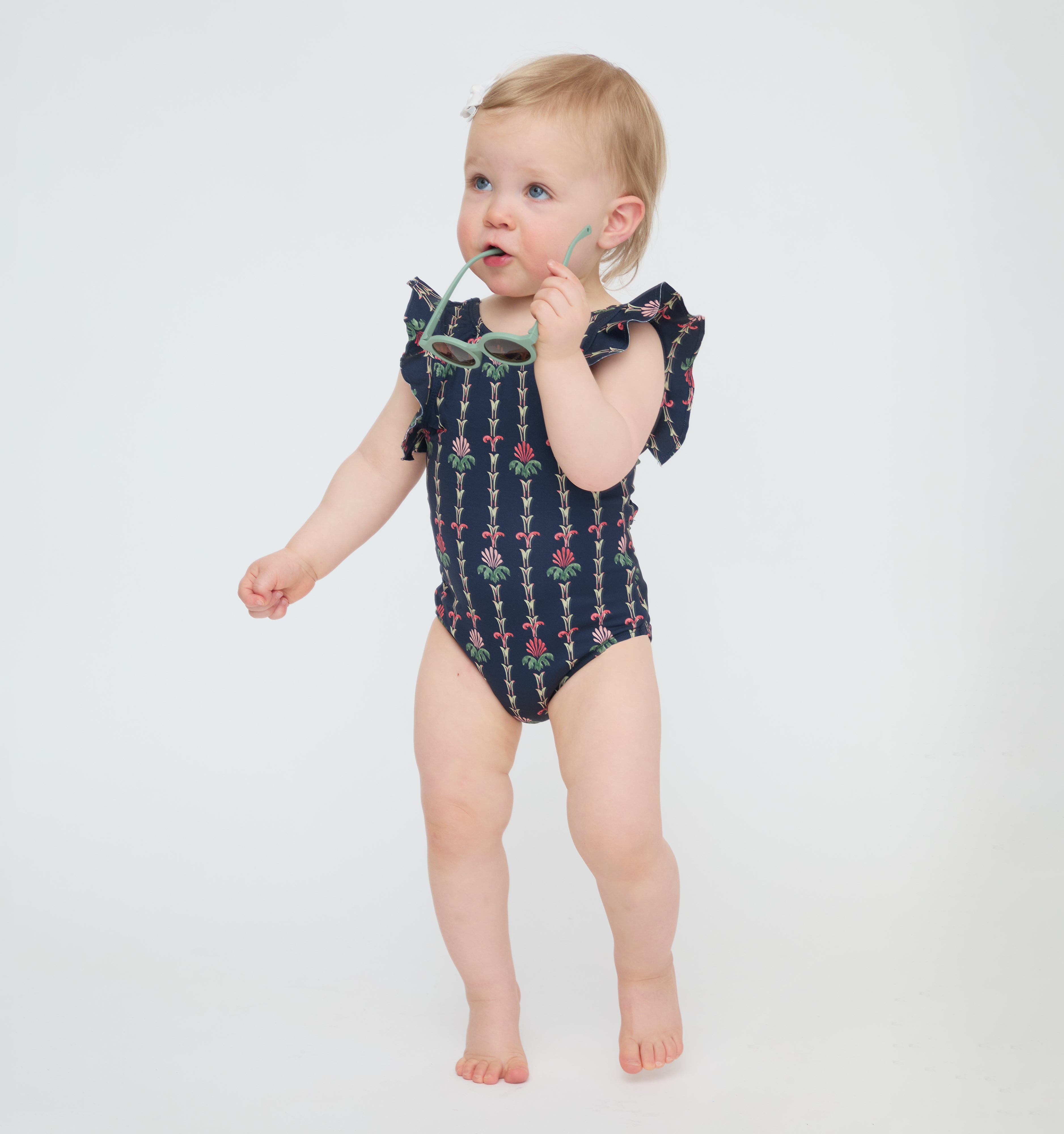 The Tiny Rosie Swimsuit - Navy Trailing Fern