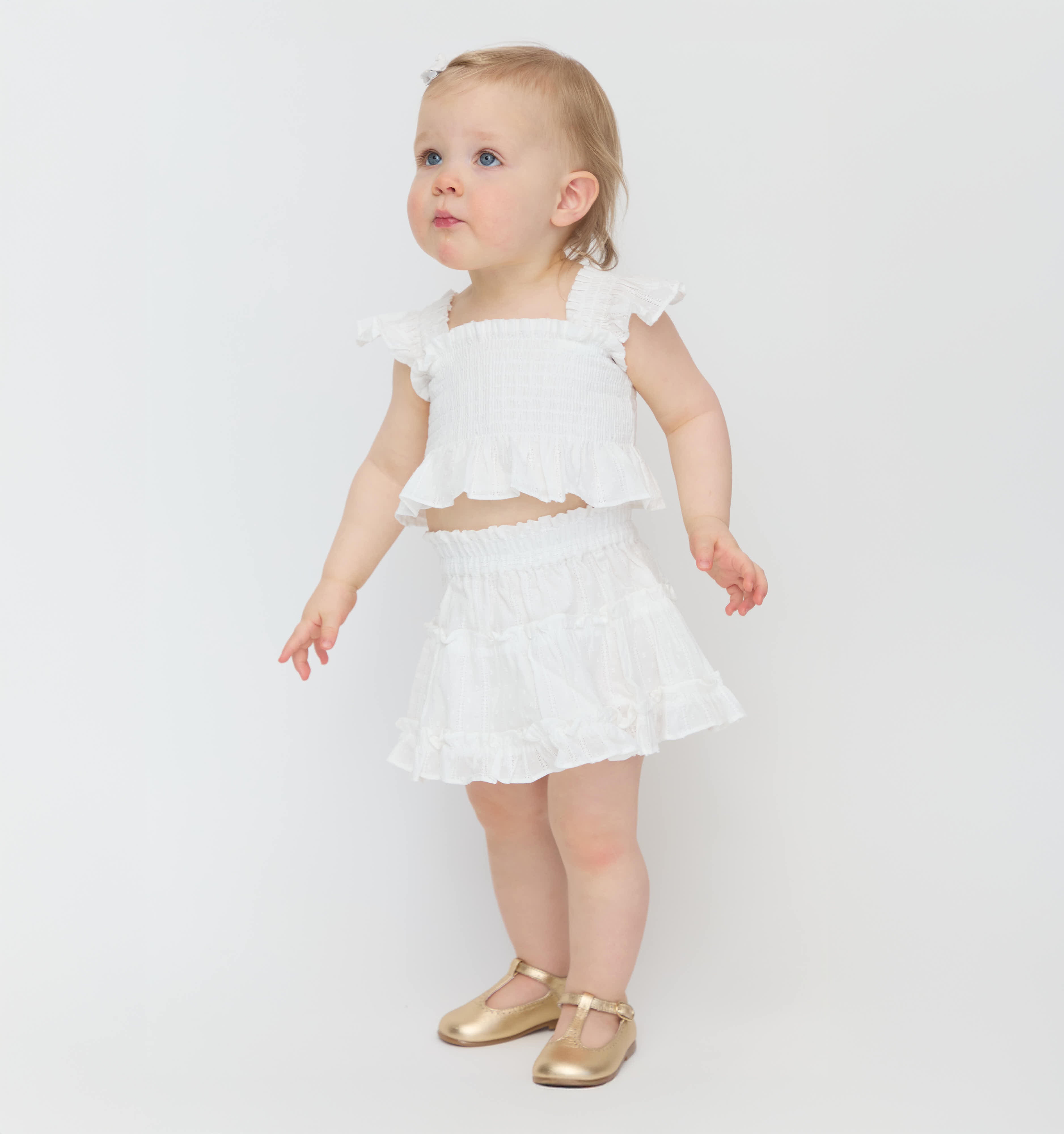 The Baby Paz Set - White Linear Swiss Dot