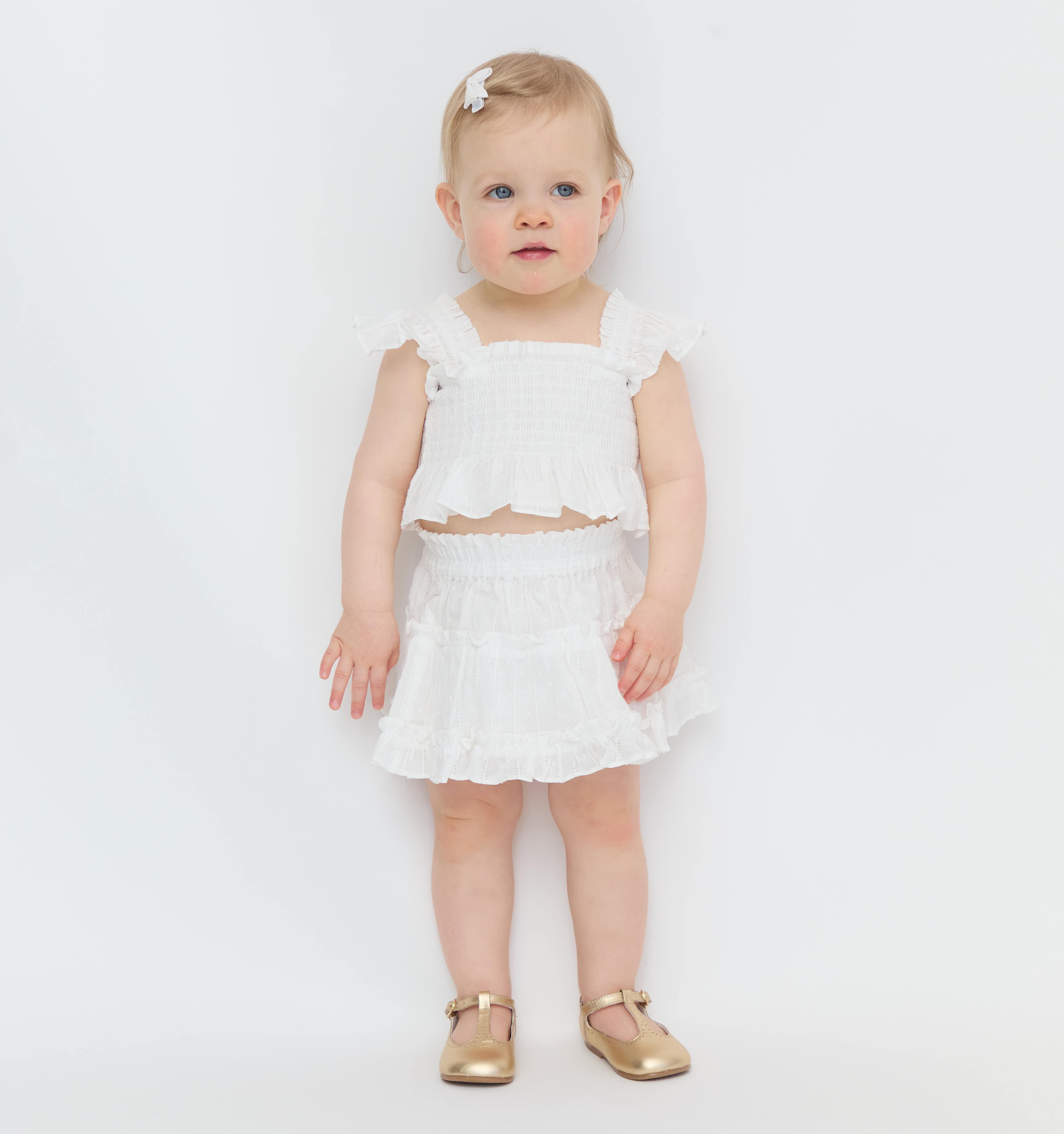 The Baby Paz Set - White Linear Swiss Dot