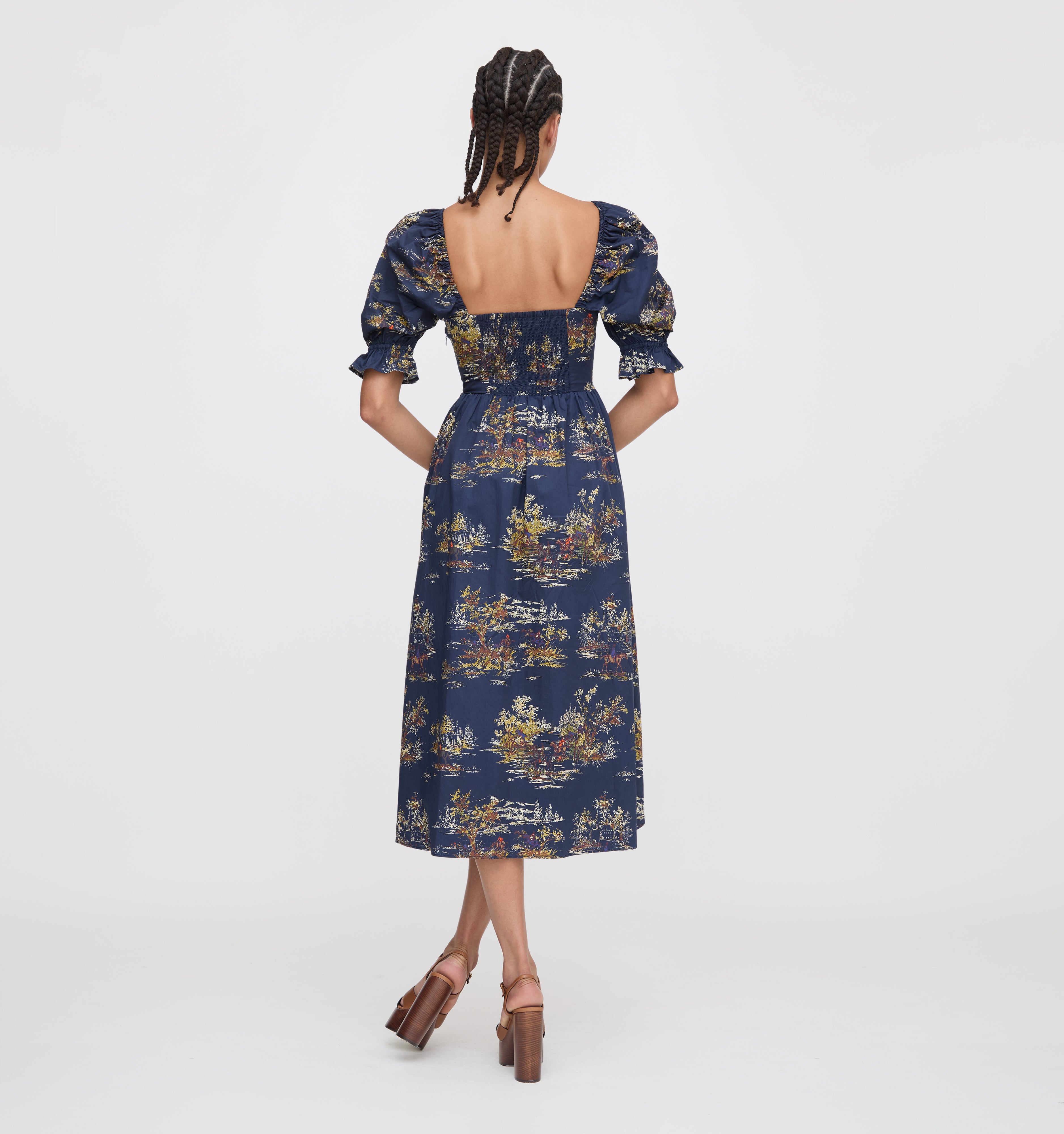 The Ophelia Dress - Navy Equestrian Toile