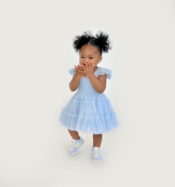The Baby Tulle Ellie Nap Dress - Powder Blue Tulle
