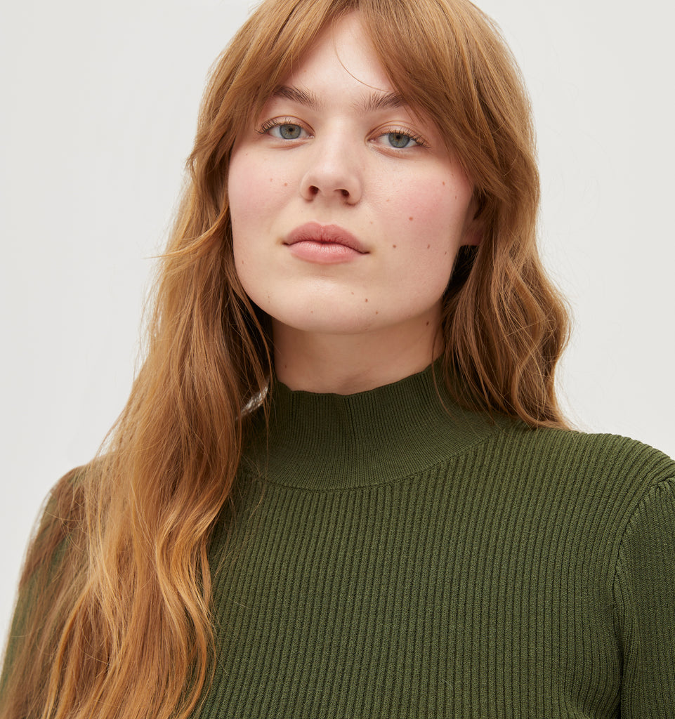 The Winter Sweater - Leaf Green Rib Knit – Hill House Home