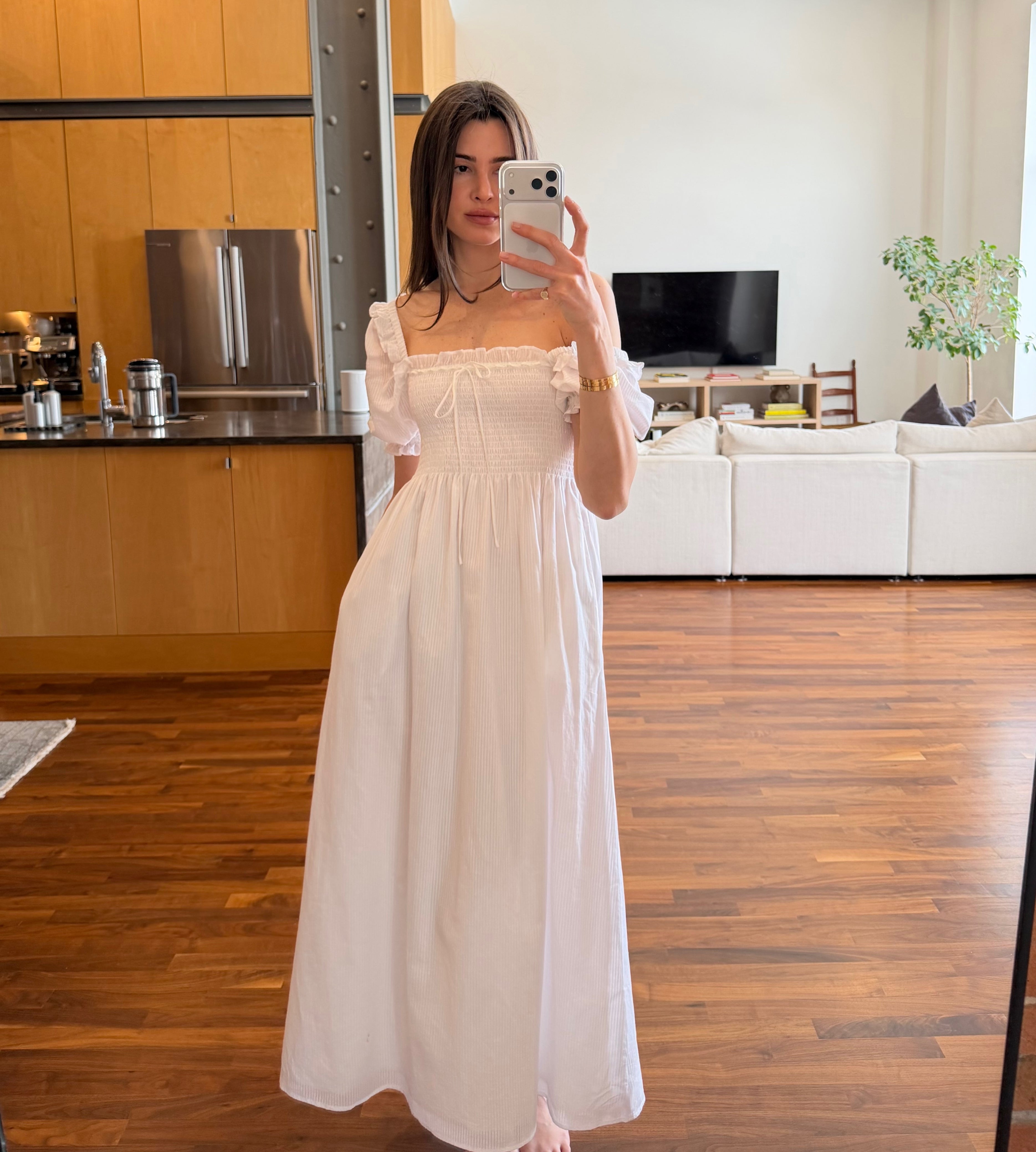 The Scarlett Nap Dress - White Shadow Stripe – Hill House Home