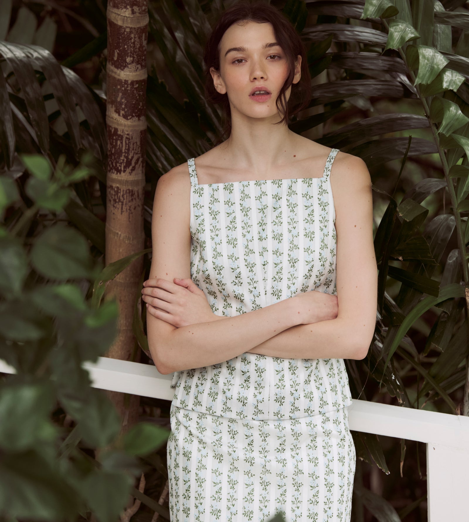 The Racquel Top - Brocade Vine Stripe