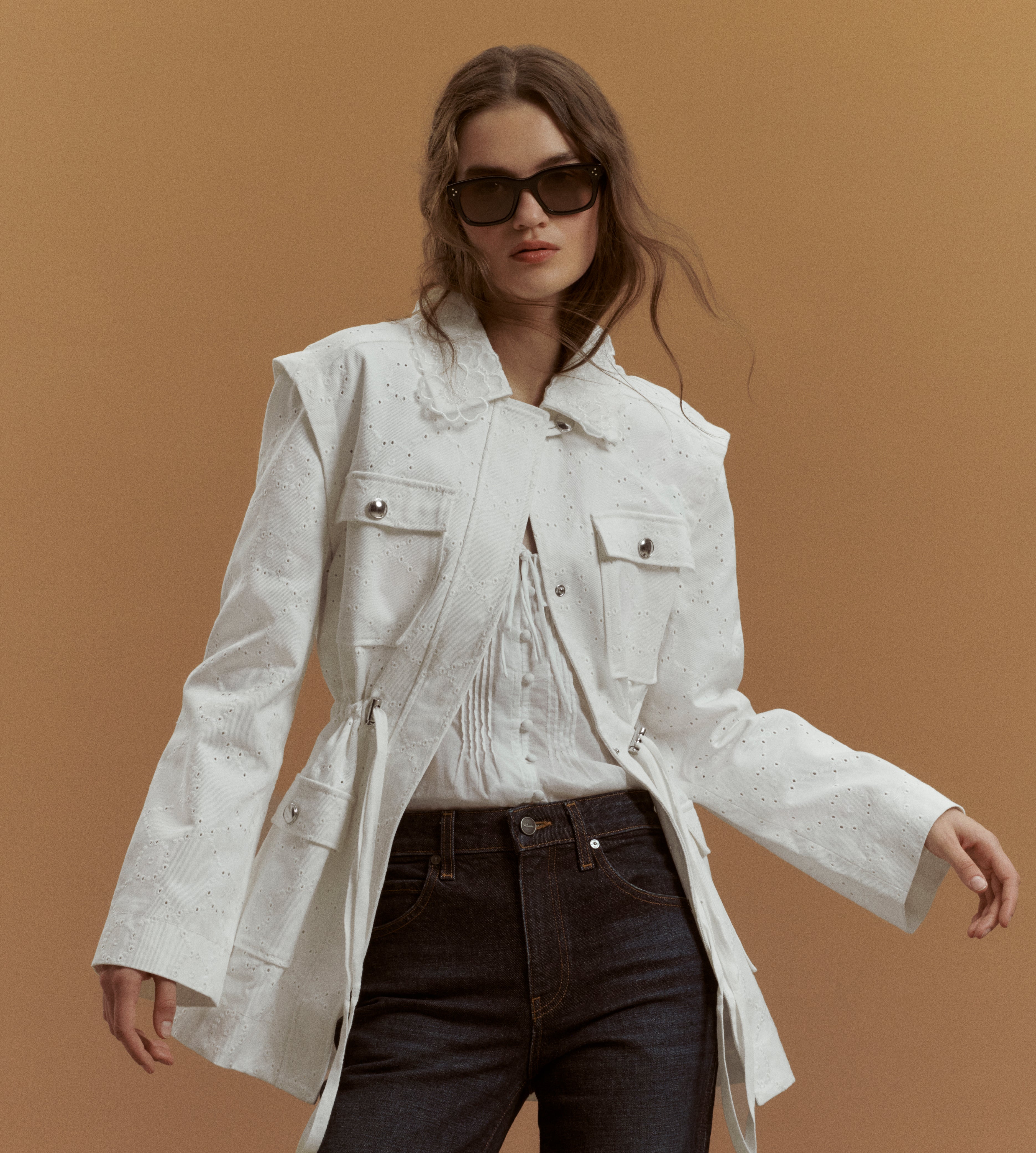 The Gillian Jacket - Ivory Eyelet – Hill House Home