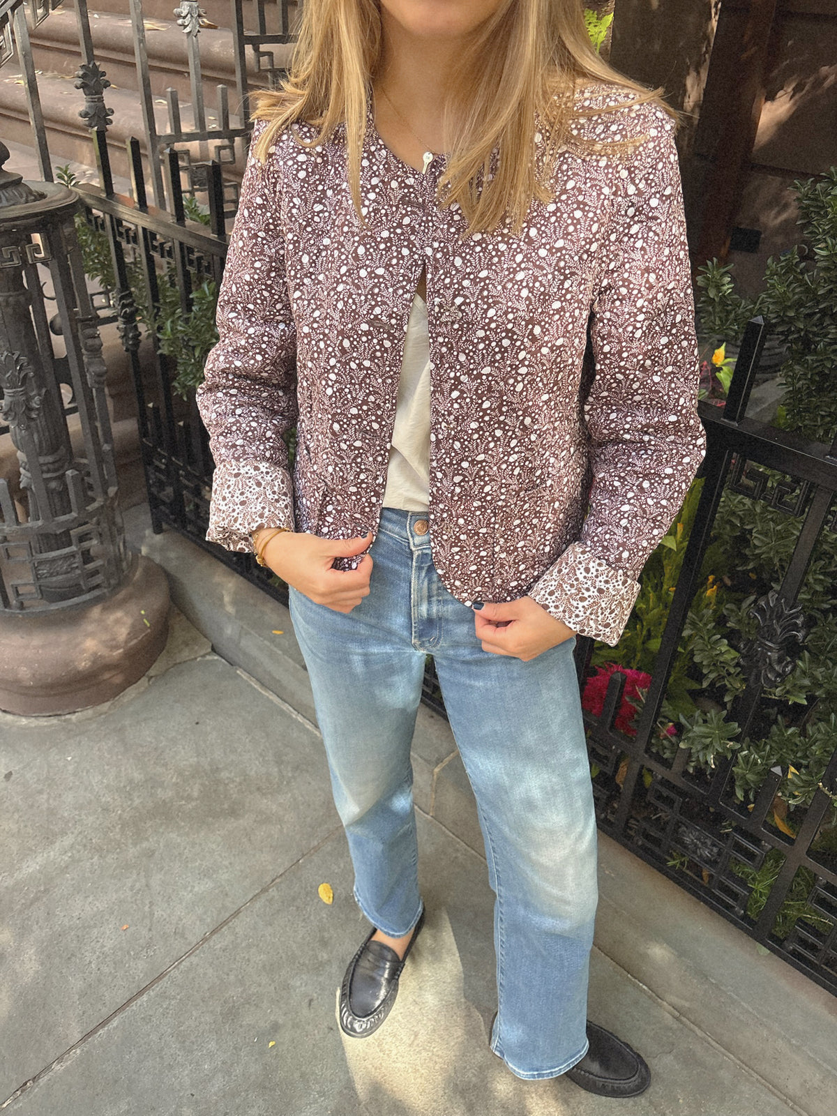 The Cropped Rowan Jacket - Chocolate Ditsy Thistle