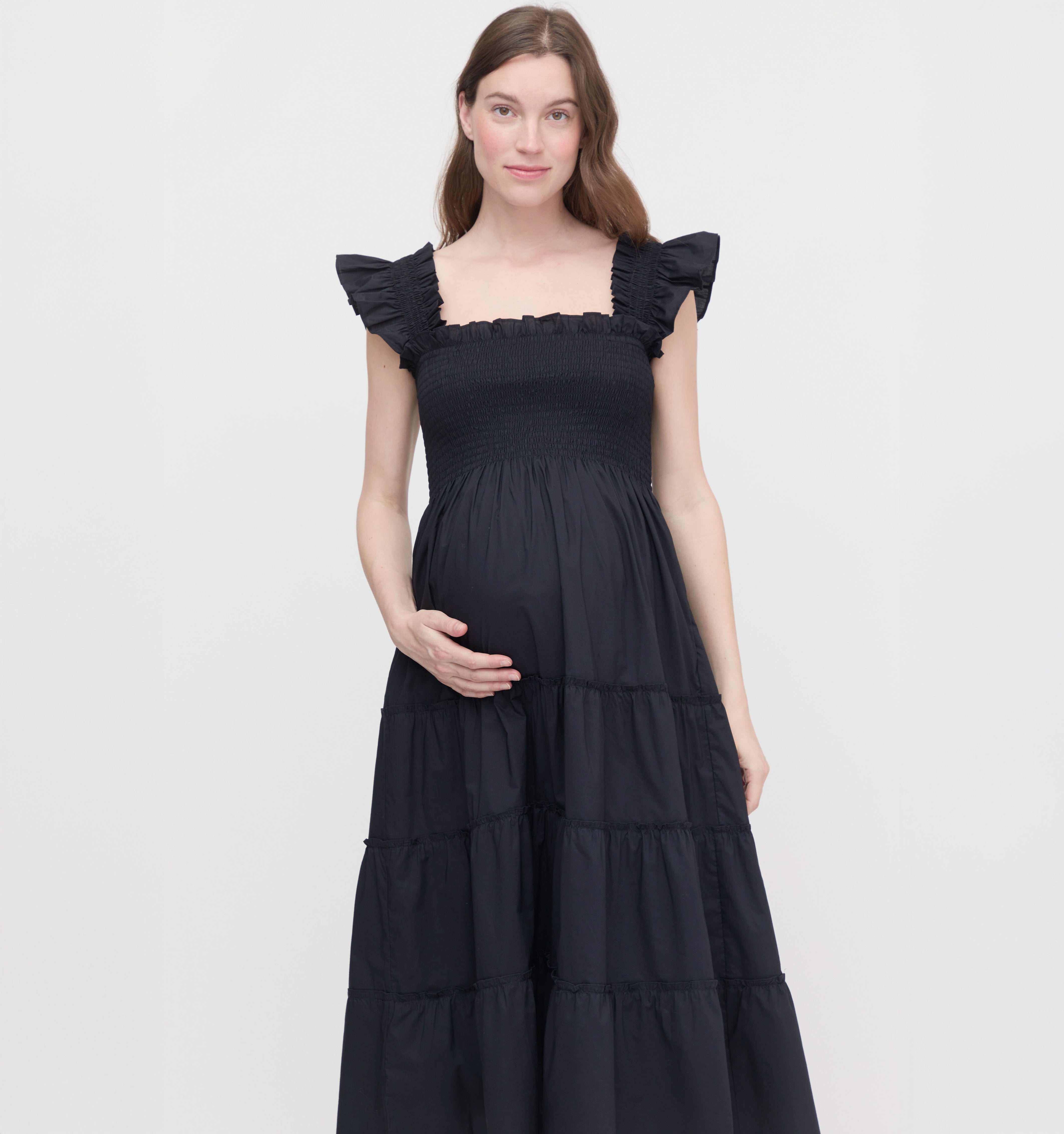 The Maternity Ellie Nap Dress - Black Cotton – Hill House Home