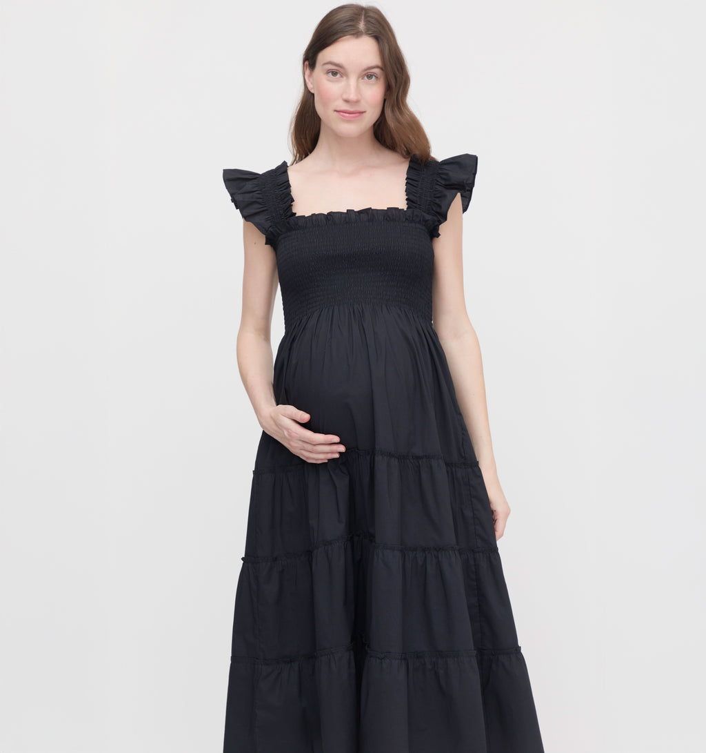 The Maternity Ellie Nap Dress Black Cotton | M | 100% Cotton | Hill House Home