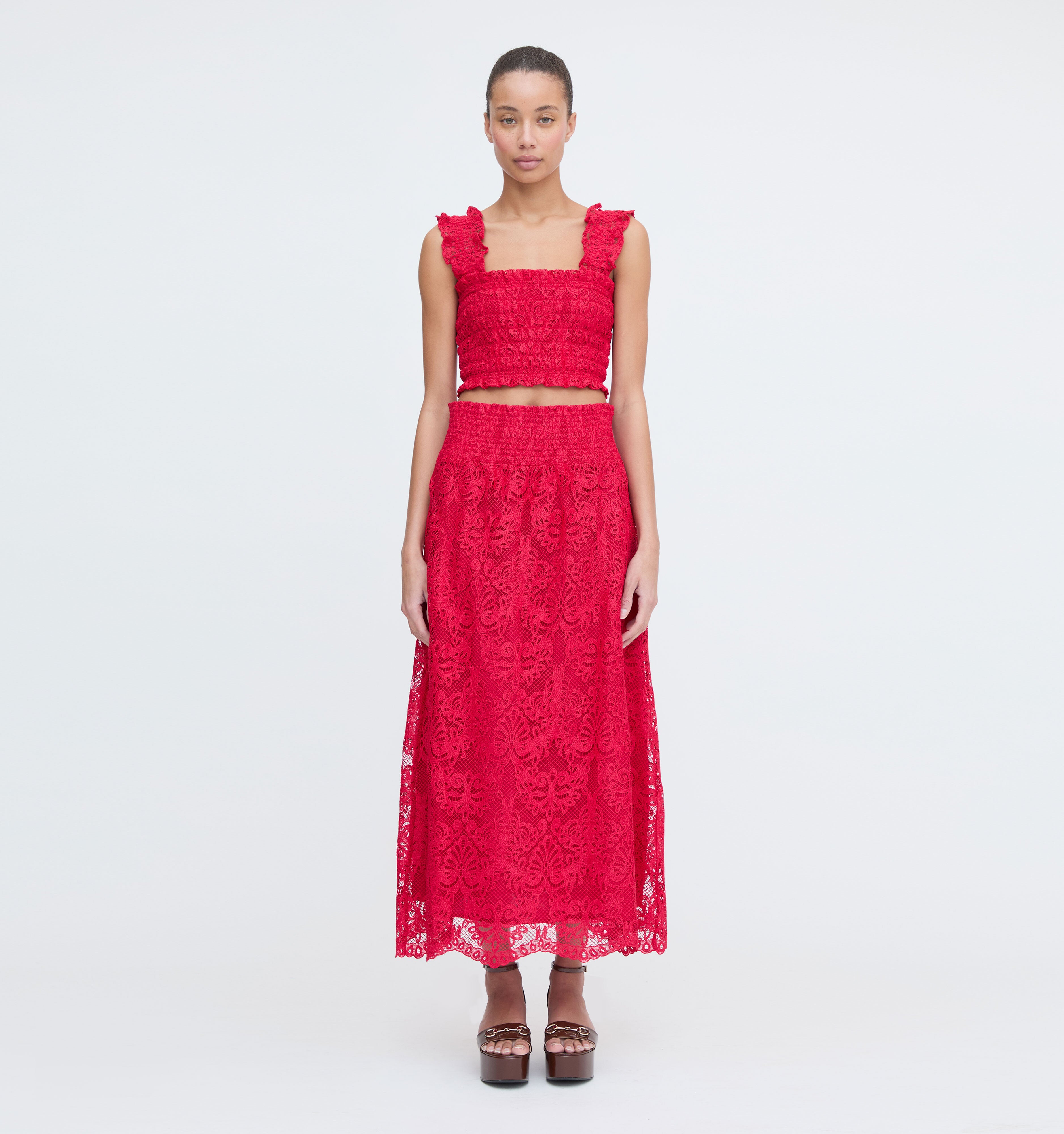 The Azalea Nap Top - Cerise Lace