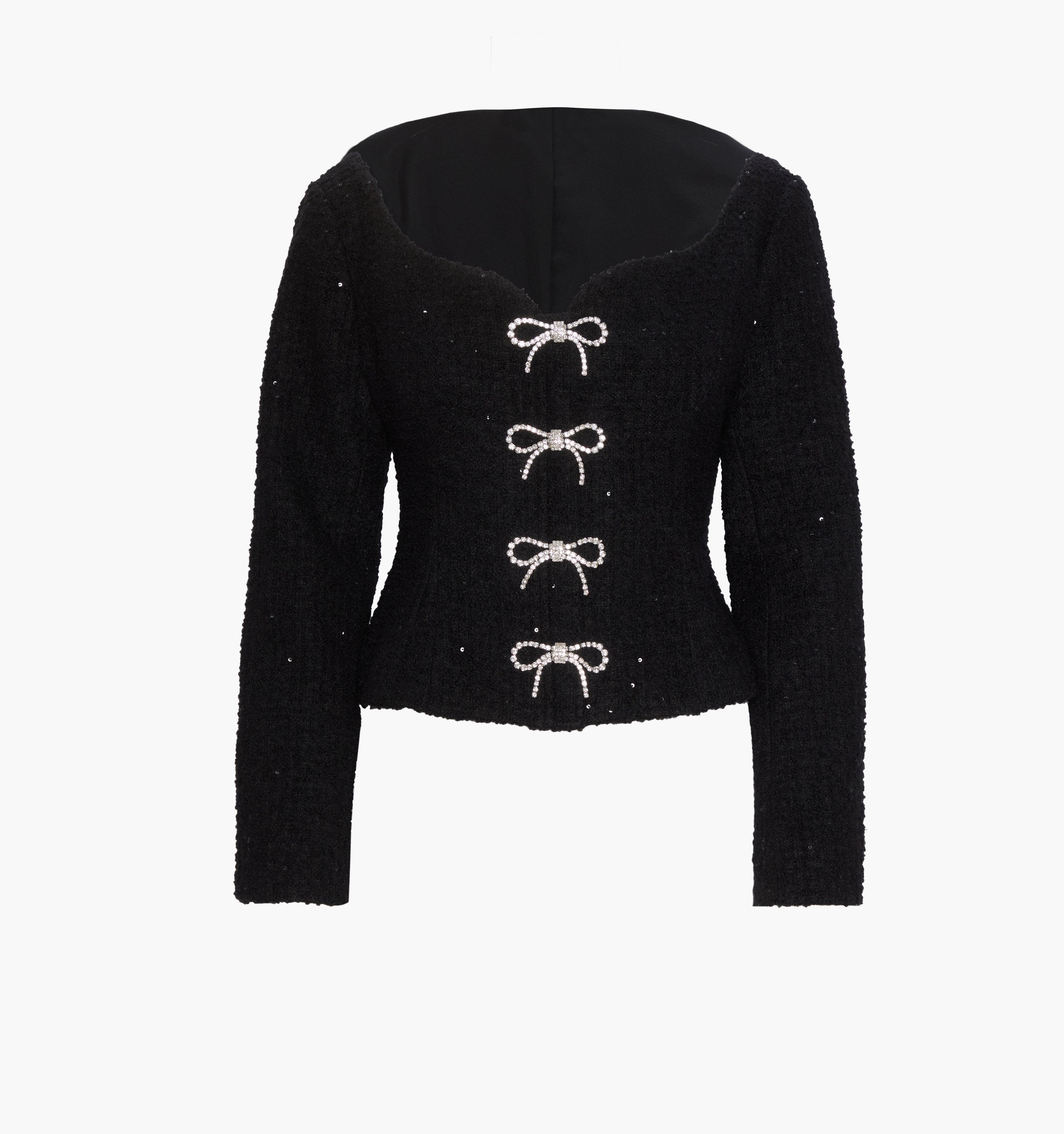 The Bec Jacket in Black Sequin Tweed color: Black Sequin Tweed 