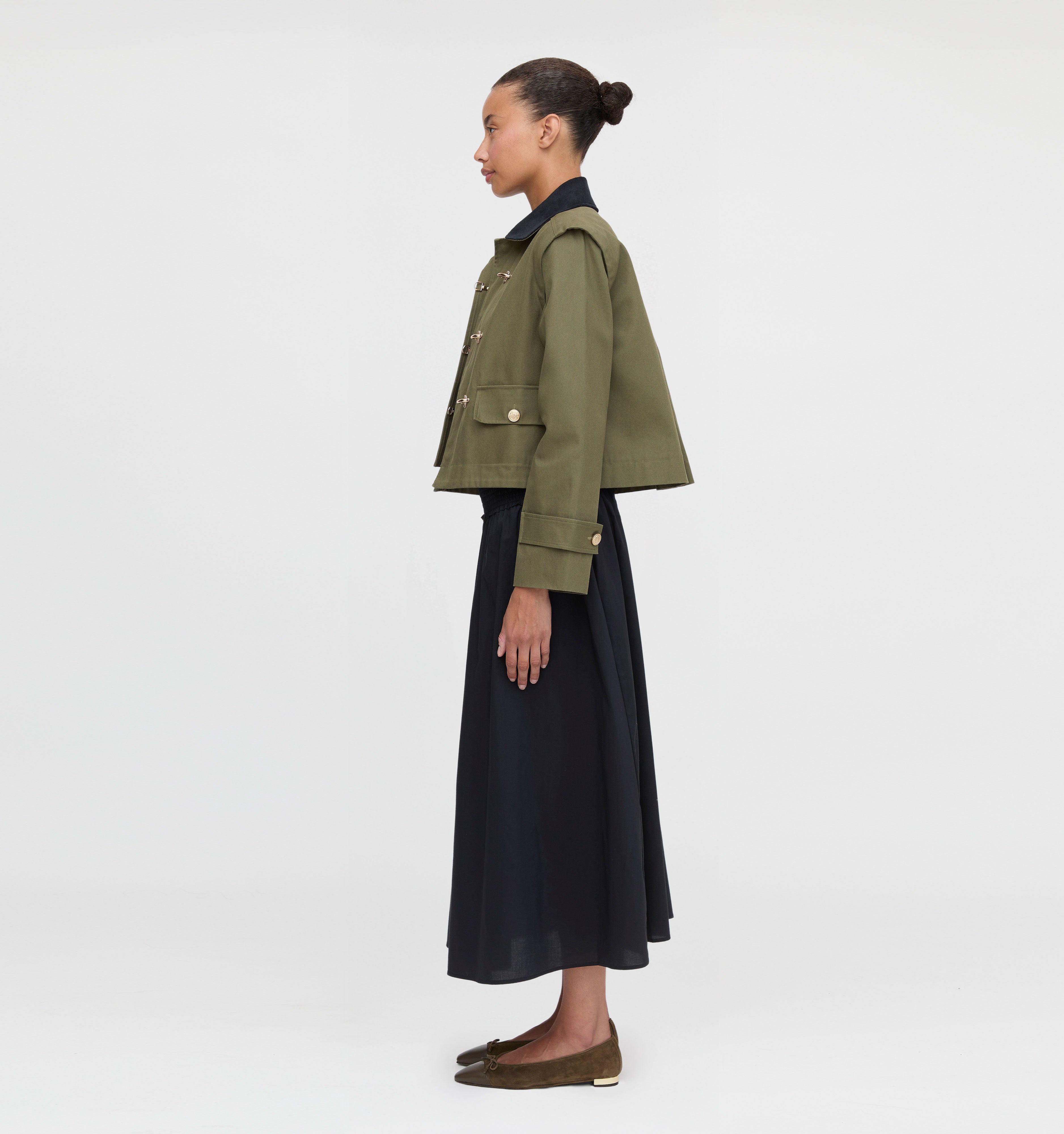 The Clarisse Jacket in Olive Canvas color: Olive Canvas