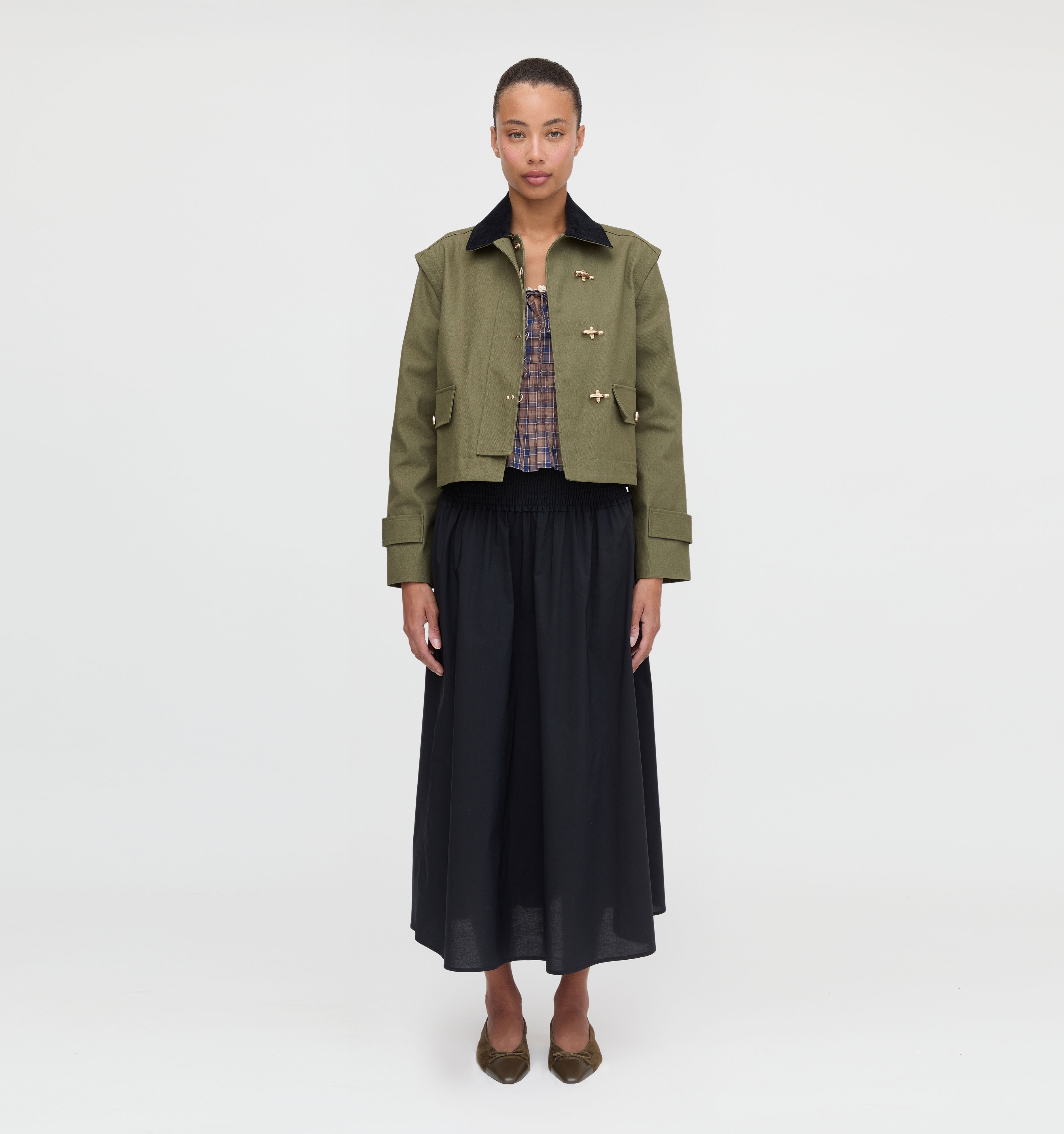 The Clarisse Jacket in Olive Canvas color: Olive Canvas